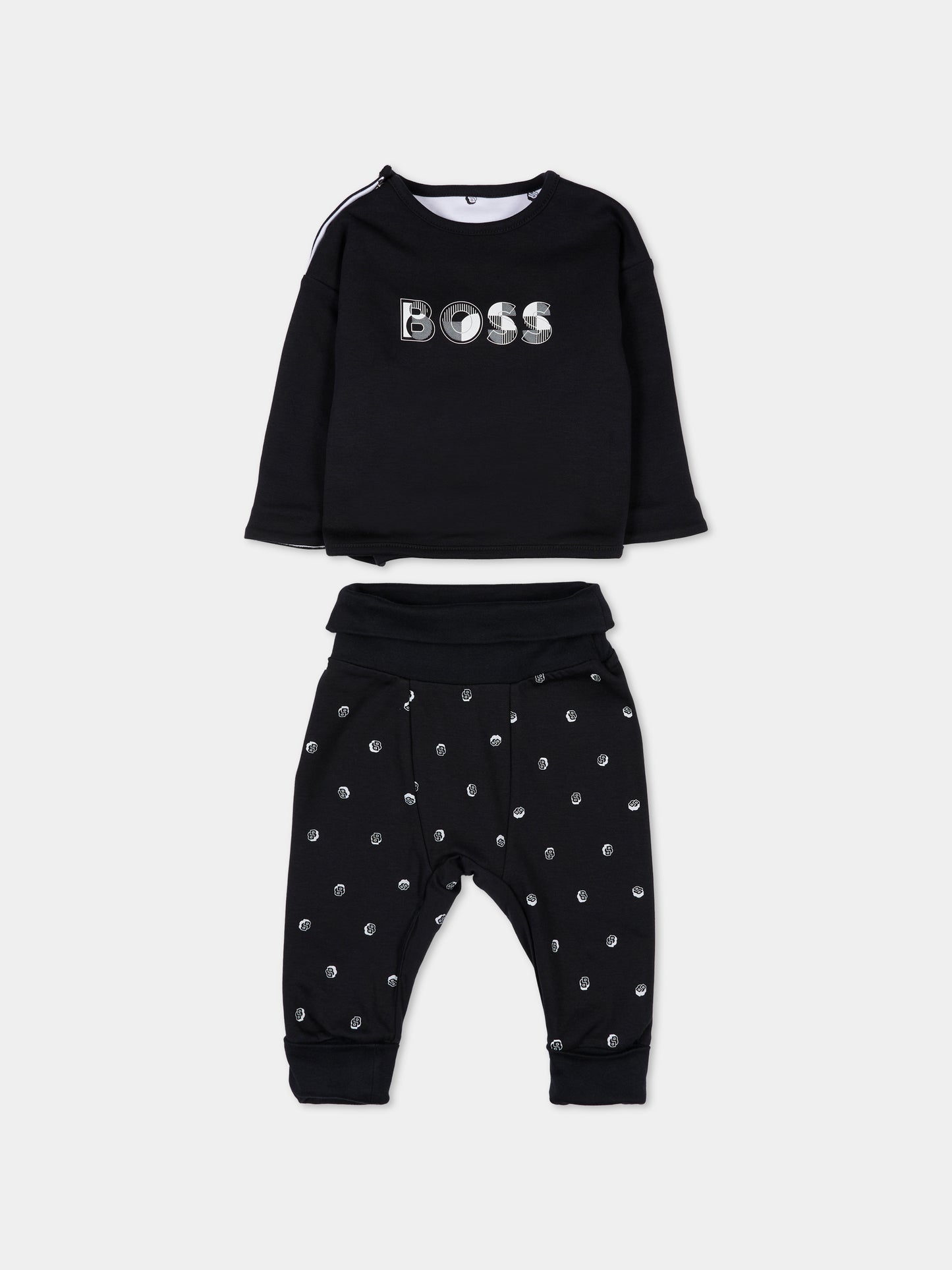 Completo reversibile nero per neonato con logo,Boss,J52491 09B