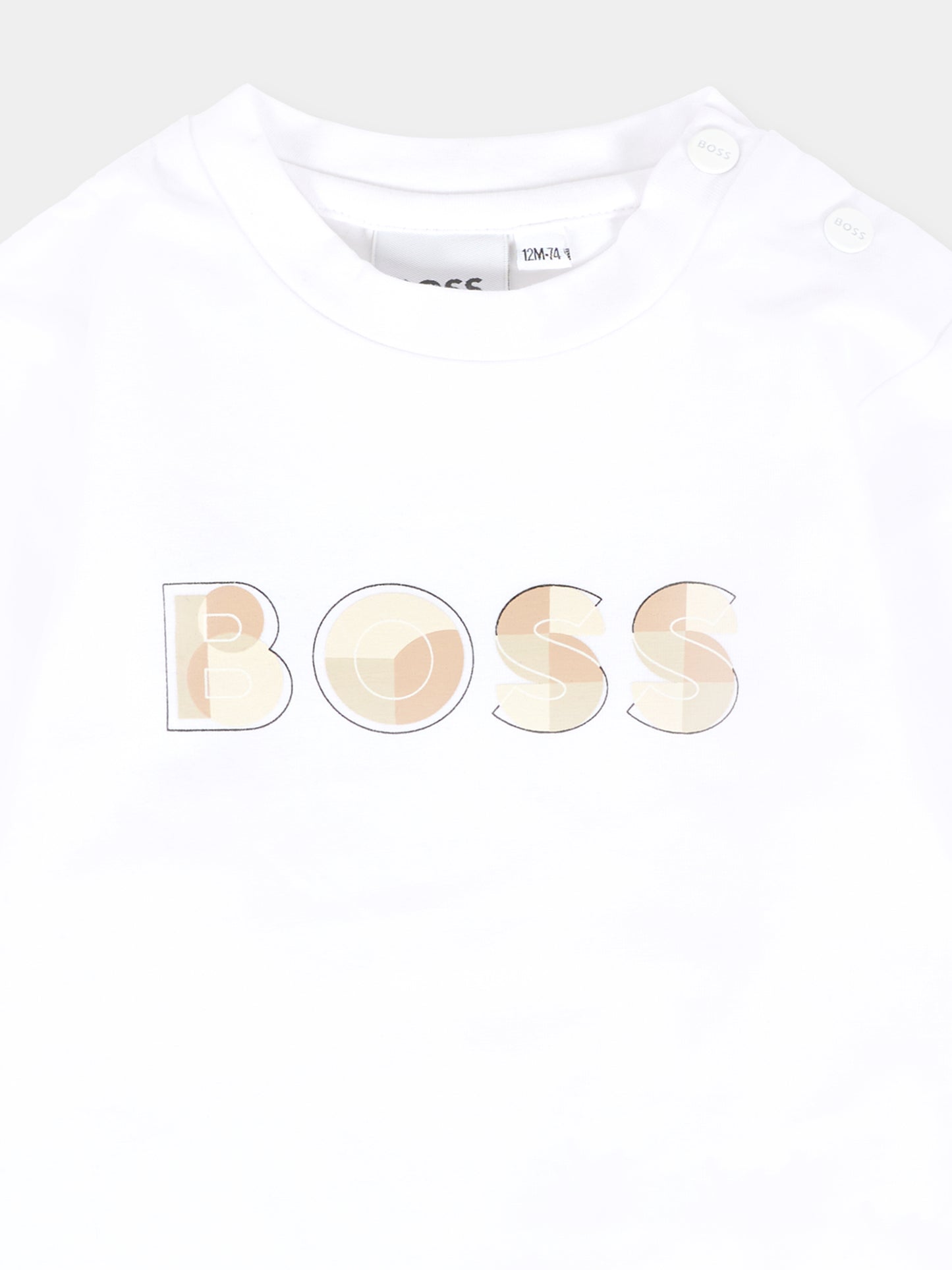T-shirt bianca per neonato con logo,Boss,J52514 10P
