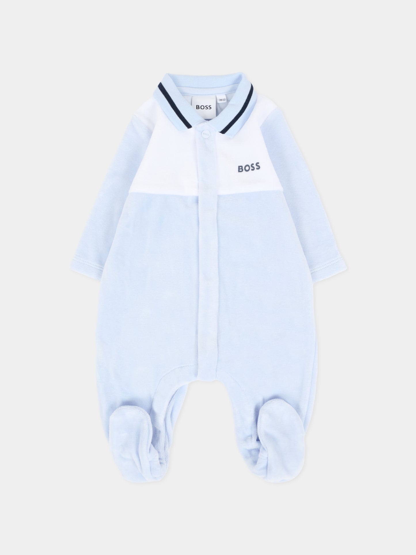 Tutina celeste per neonato con logo,Boss,J52522 771