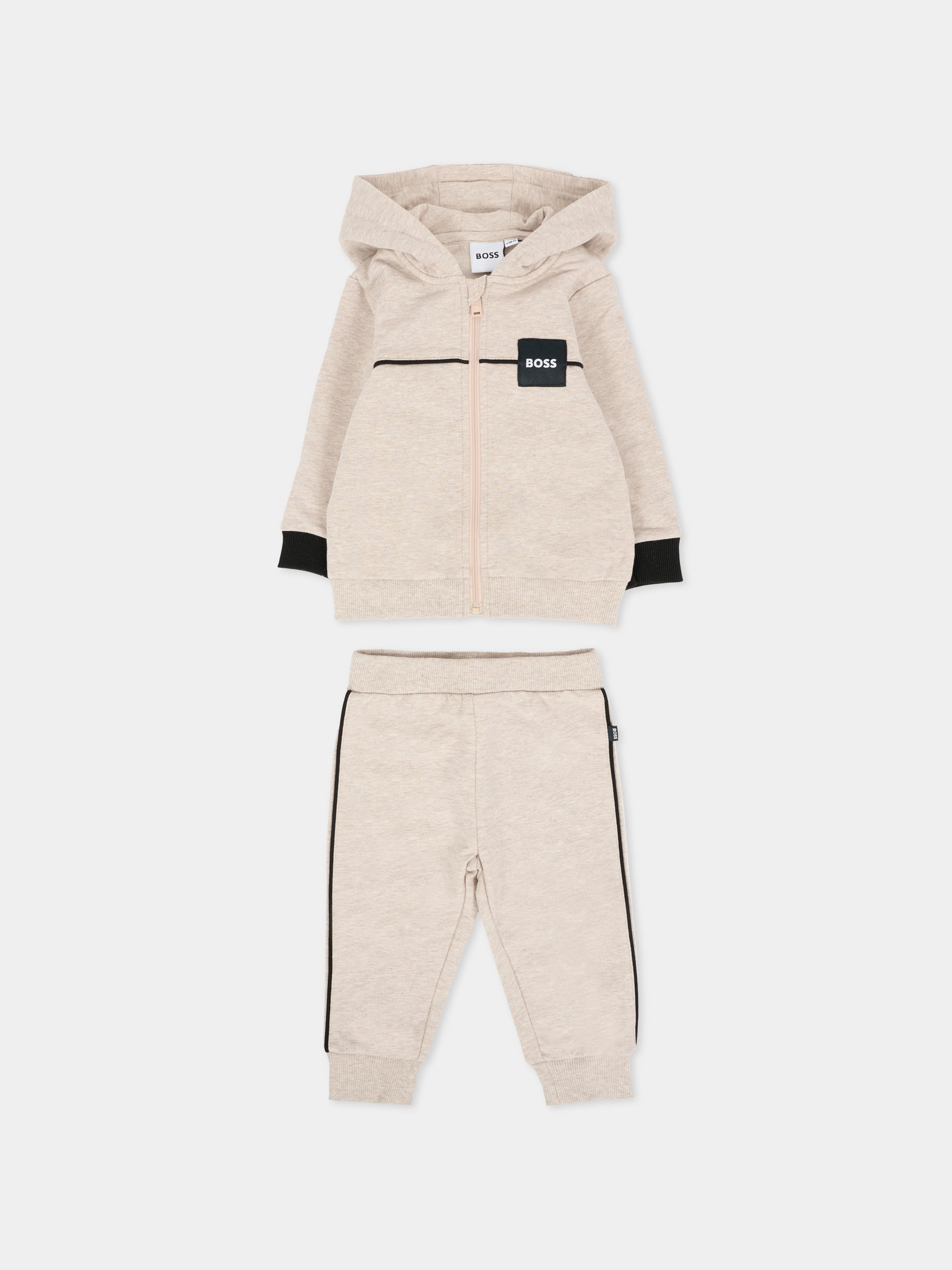 Completo beige per neonato con logo,Boss,J52527 B51