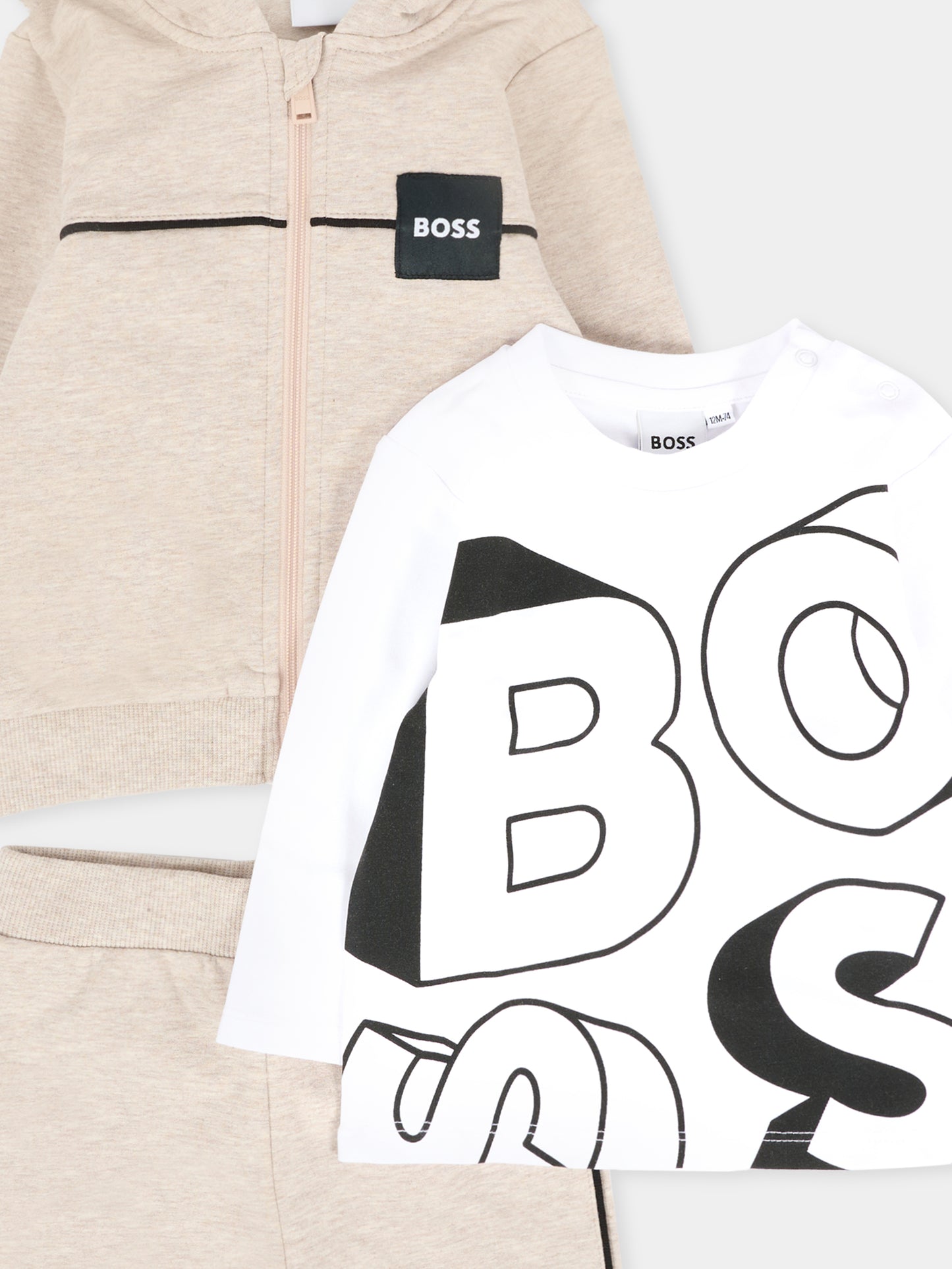 Completo beige per neonato con logo,Boss,J52527 B51