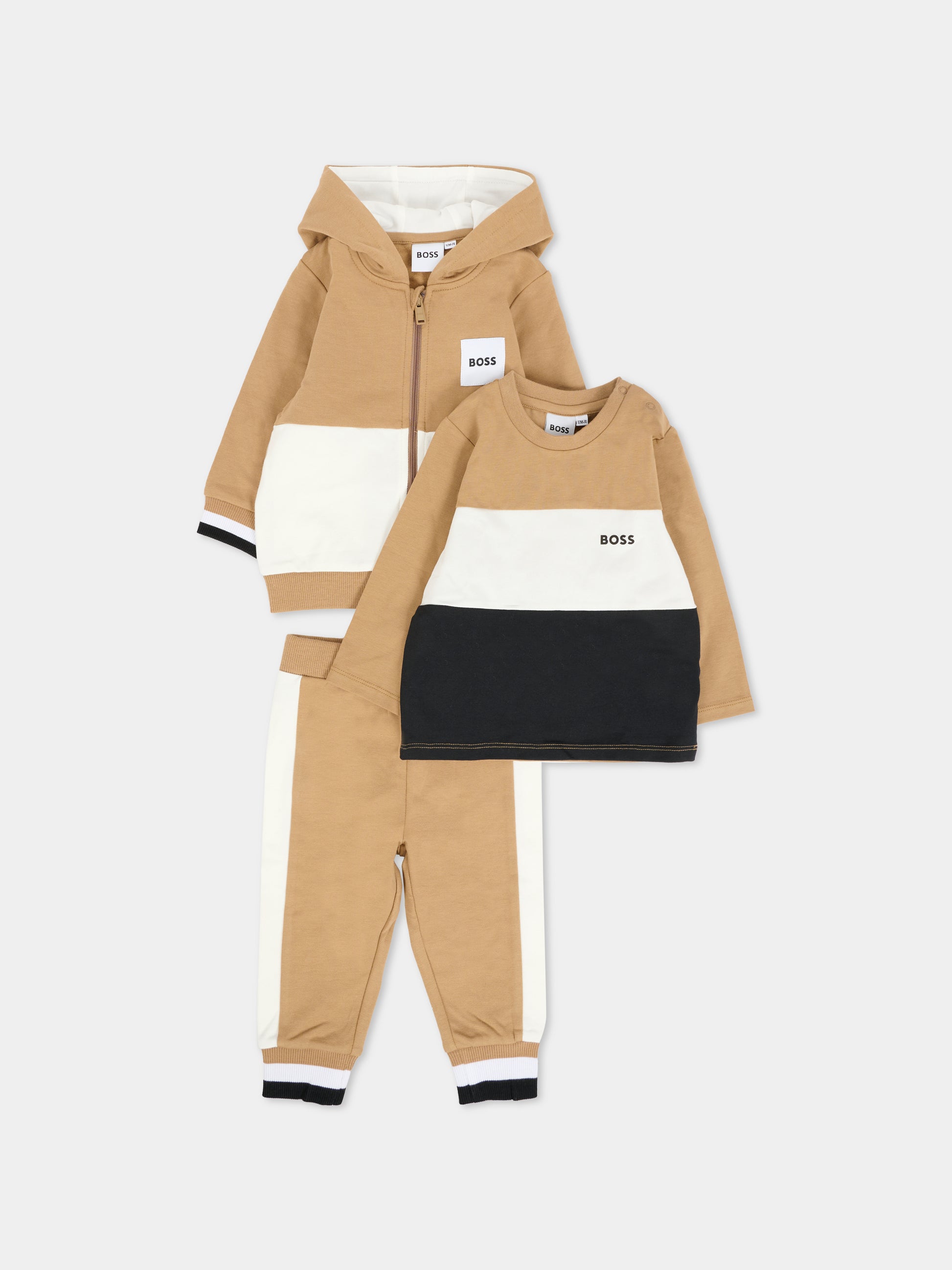 Completo beige per neonato con logo,Boss,J52533 269