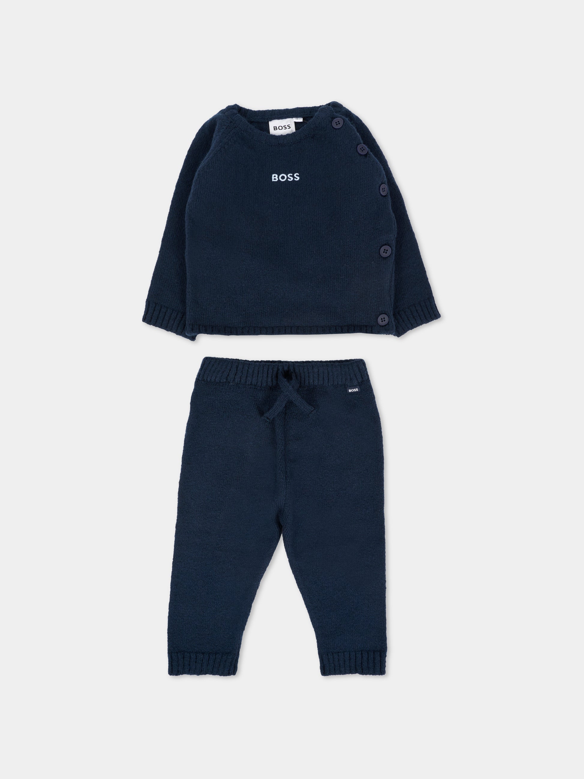 Completo blu per neonato con logo ricamato,Boss,J52538 849