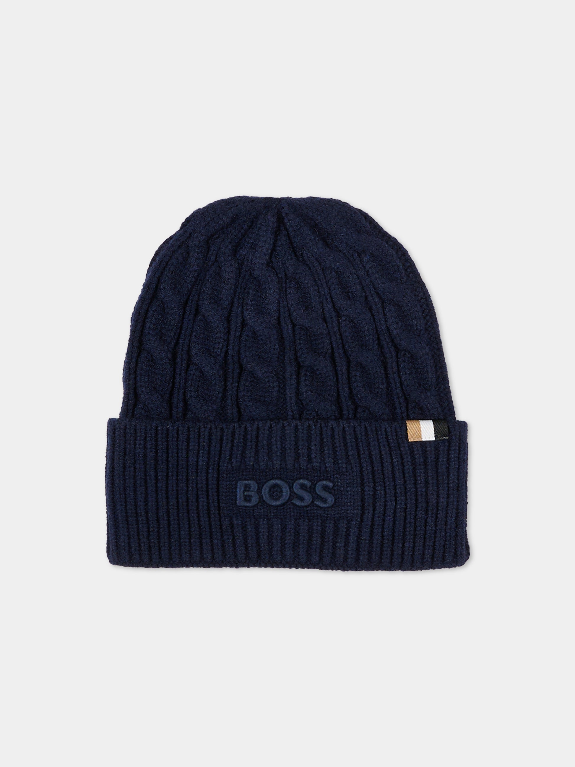 Berretto blu per bambino con logo,Boss,J52624 849