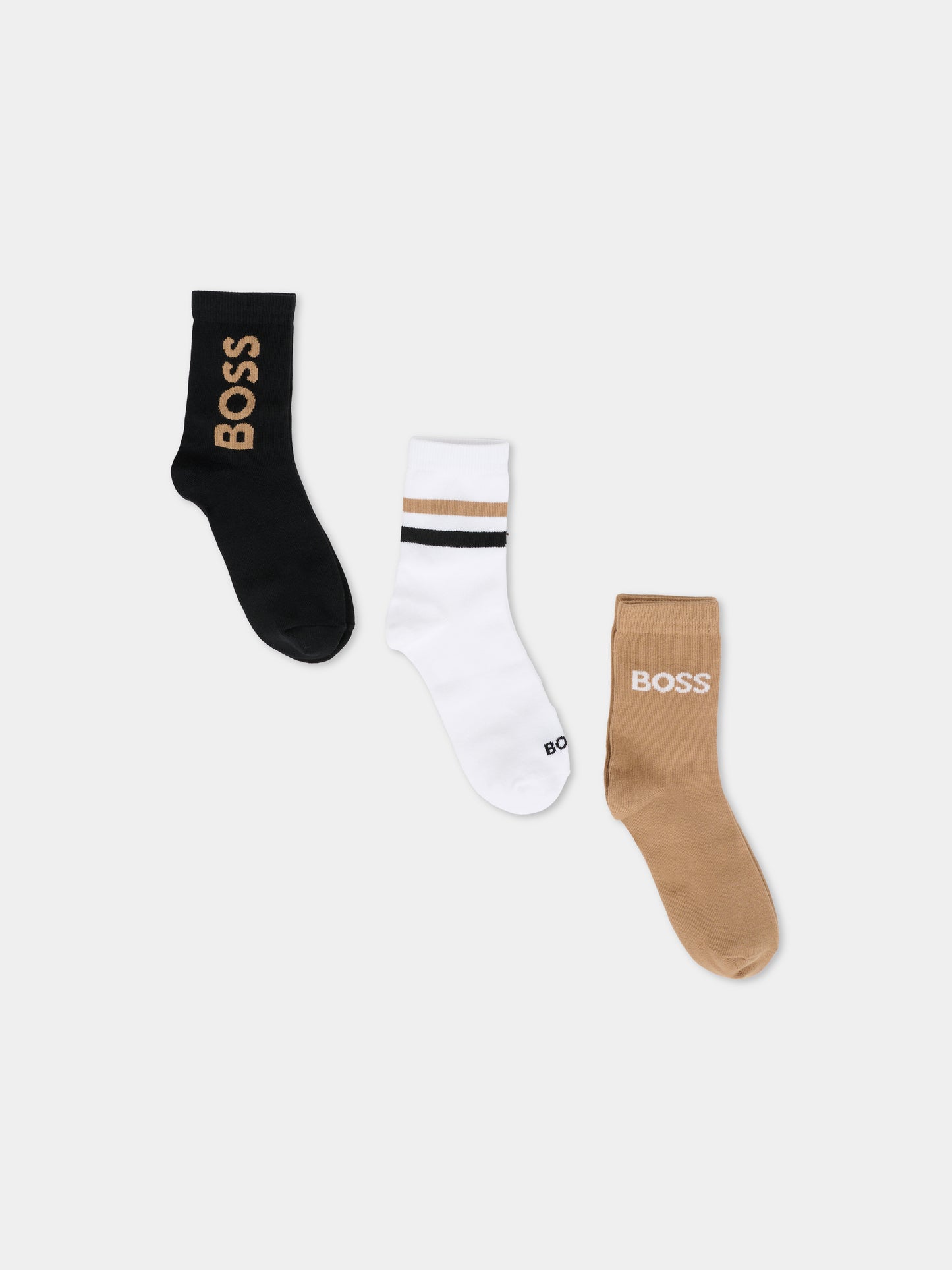 Set calze nere per bambino con logo,Boss,J52636 09B