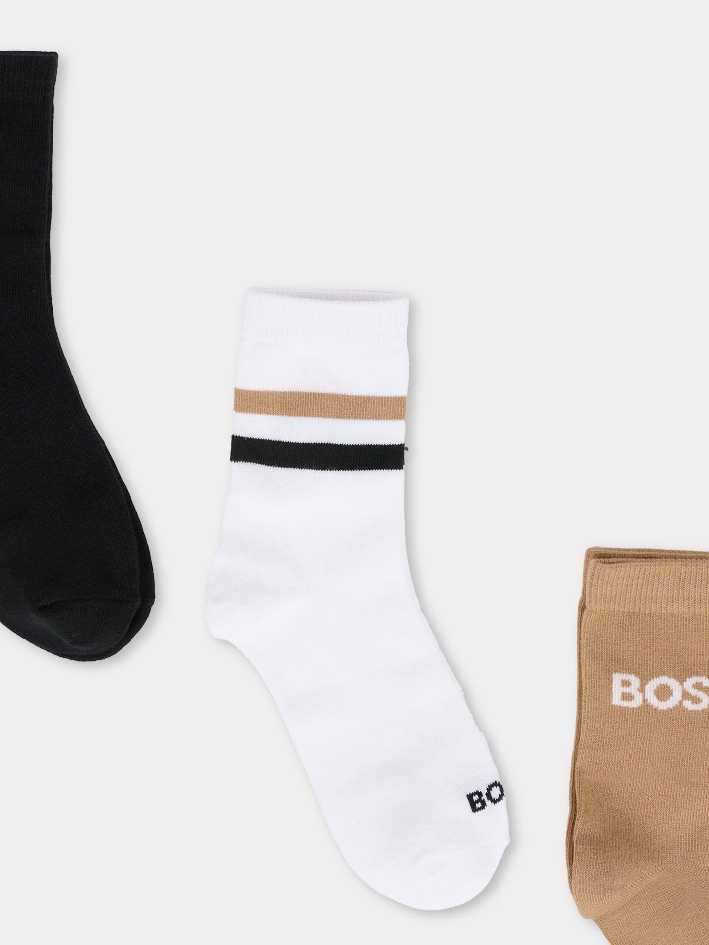 Set calze nere per bambino con logo,Boss,J52636 09B