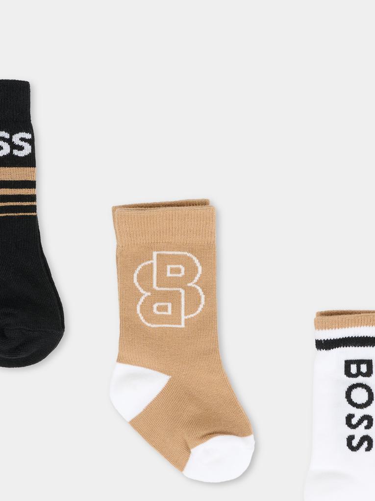 Set calzini neri per neonato con logo,Boss,J52654 09B