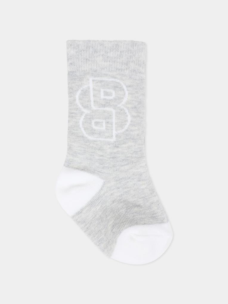 Set calzini grigi per neonato con logo,Boss,J52654 A32