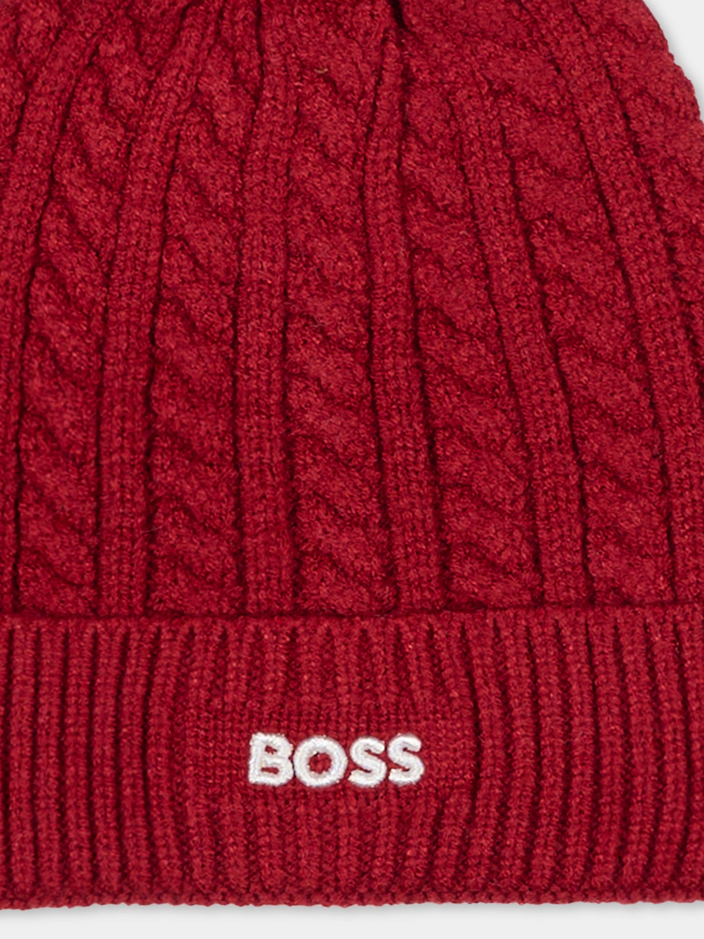 Berretto rosso per bambino con pompon,Boss,J52656 96D