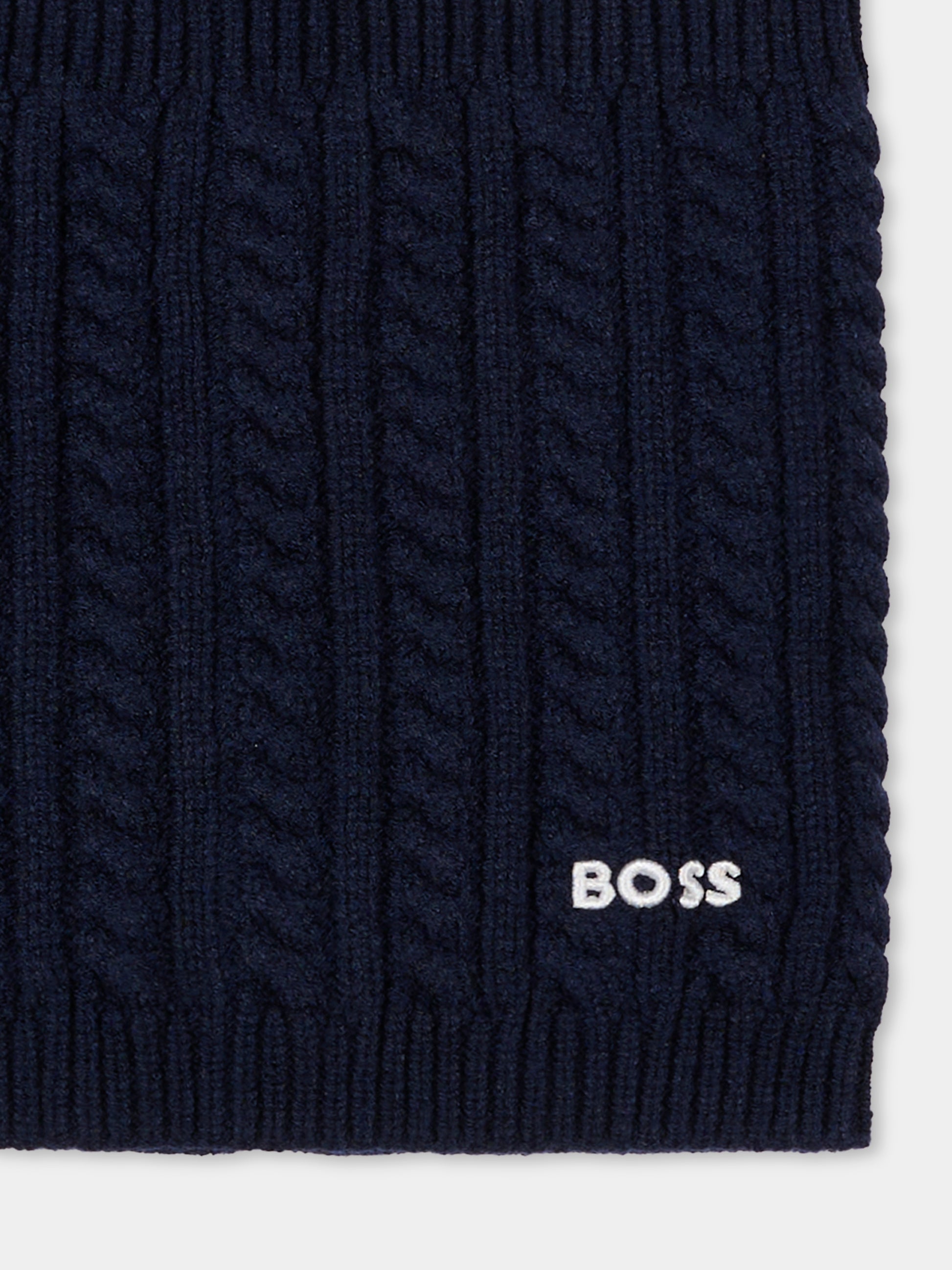 Sciarpa blu per bambino con logo,Boss,J52668 849