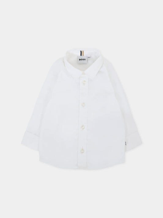 Camicia bianca per neonato con logo bianco,Boss,J52681 10P