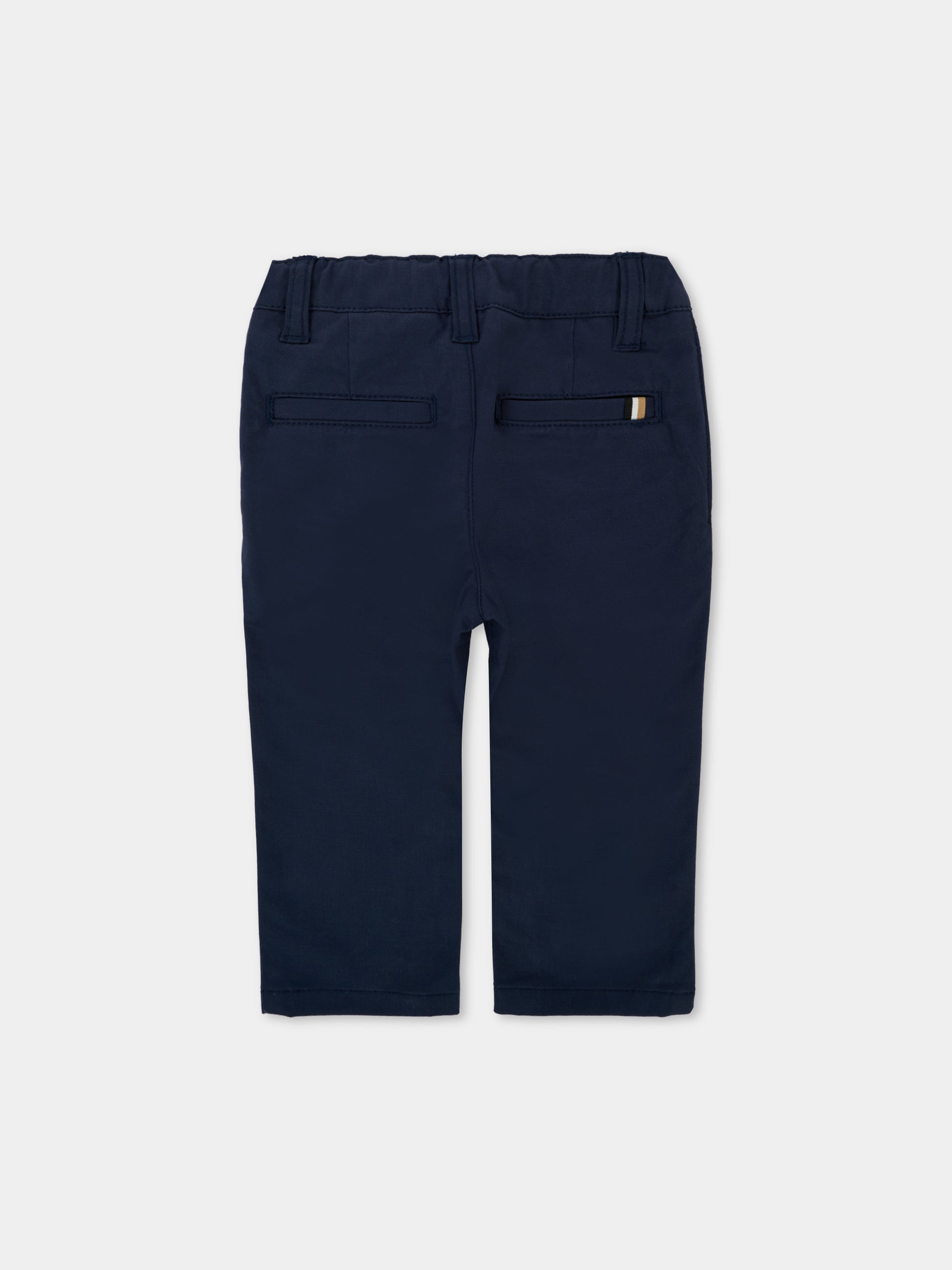 Pantaloni blu per neonato con patch logato,Boss,J52705 849