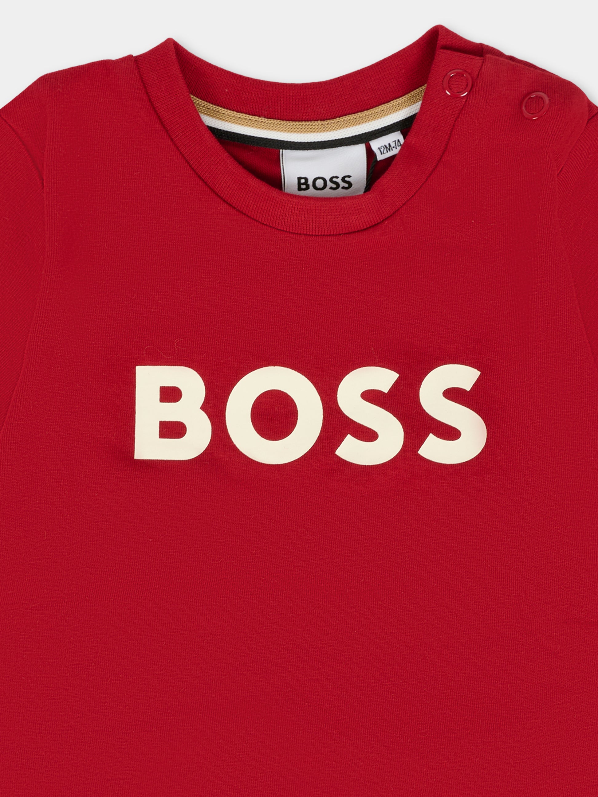 T-shirt rossa per neonato con logo,Boss,J52712 96D