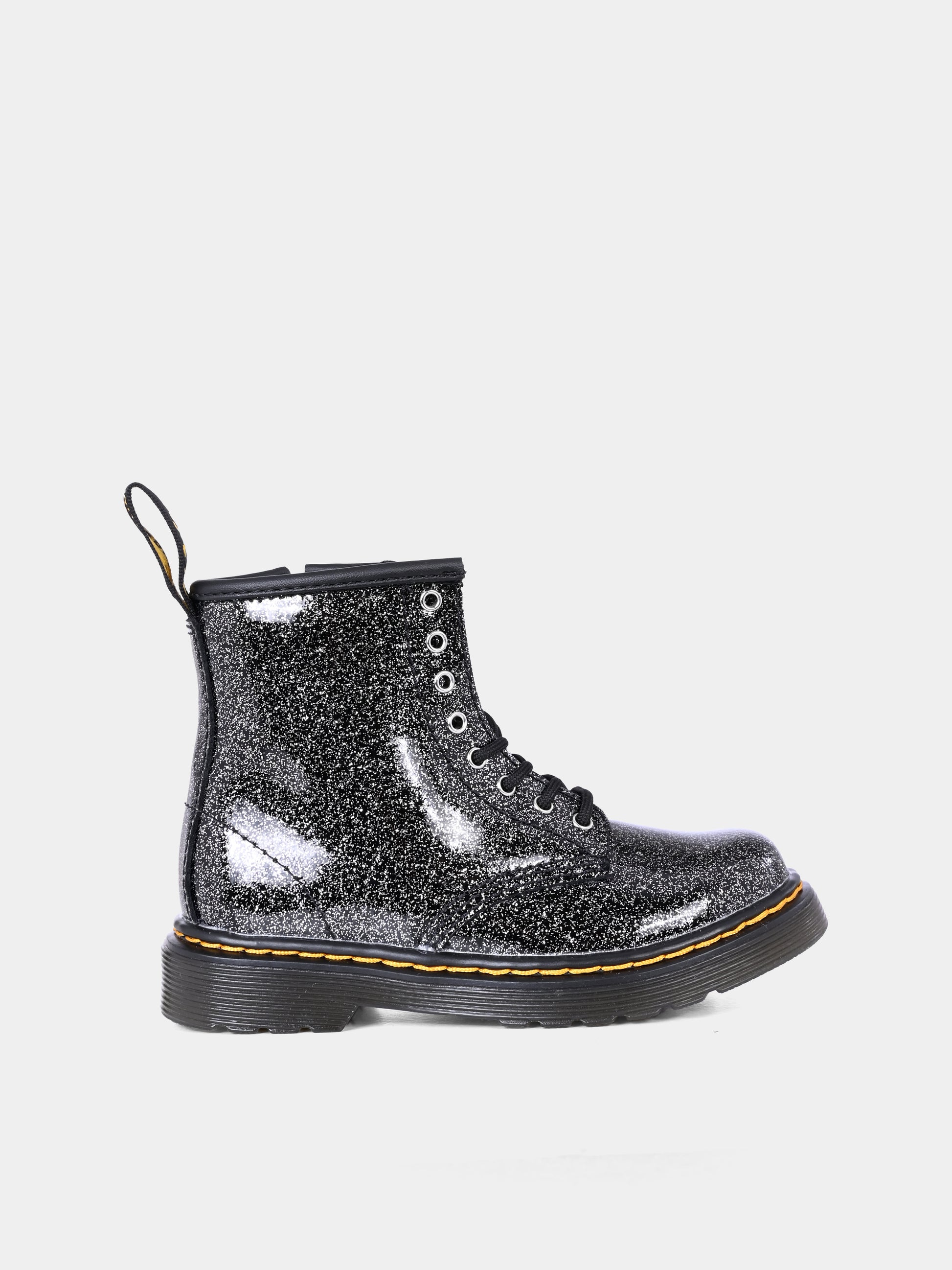 Anfibi neri 1460 T per bambina con lurex,Dr. Martens,1460 T 8 EYE BOOT 41435001 BLACK