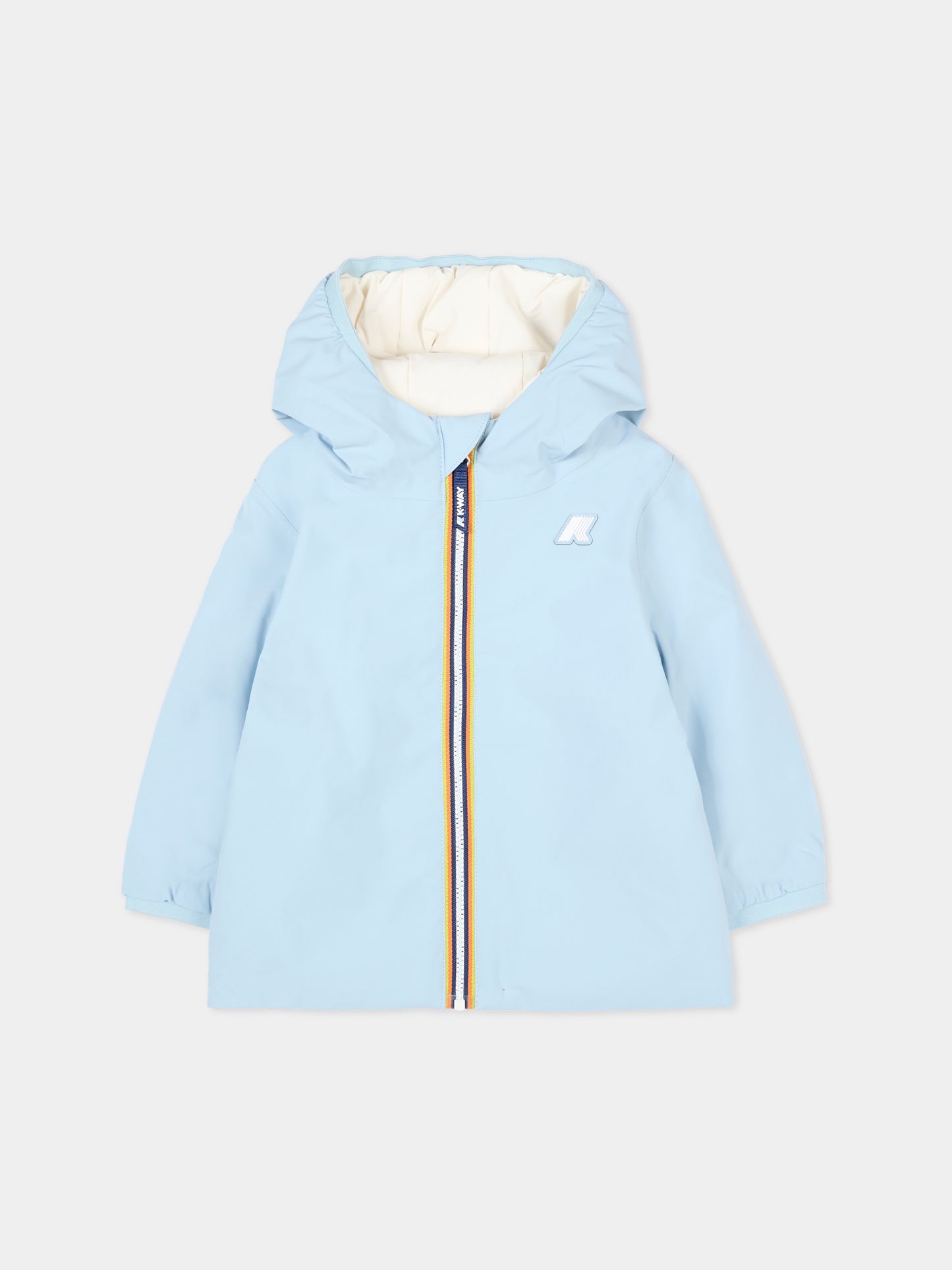 Piumino reversibile Jack St Warm celeste per neonato con logo,K-way,K71338W BBF