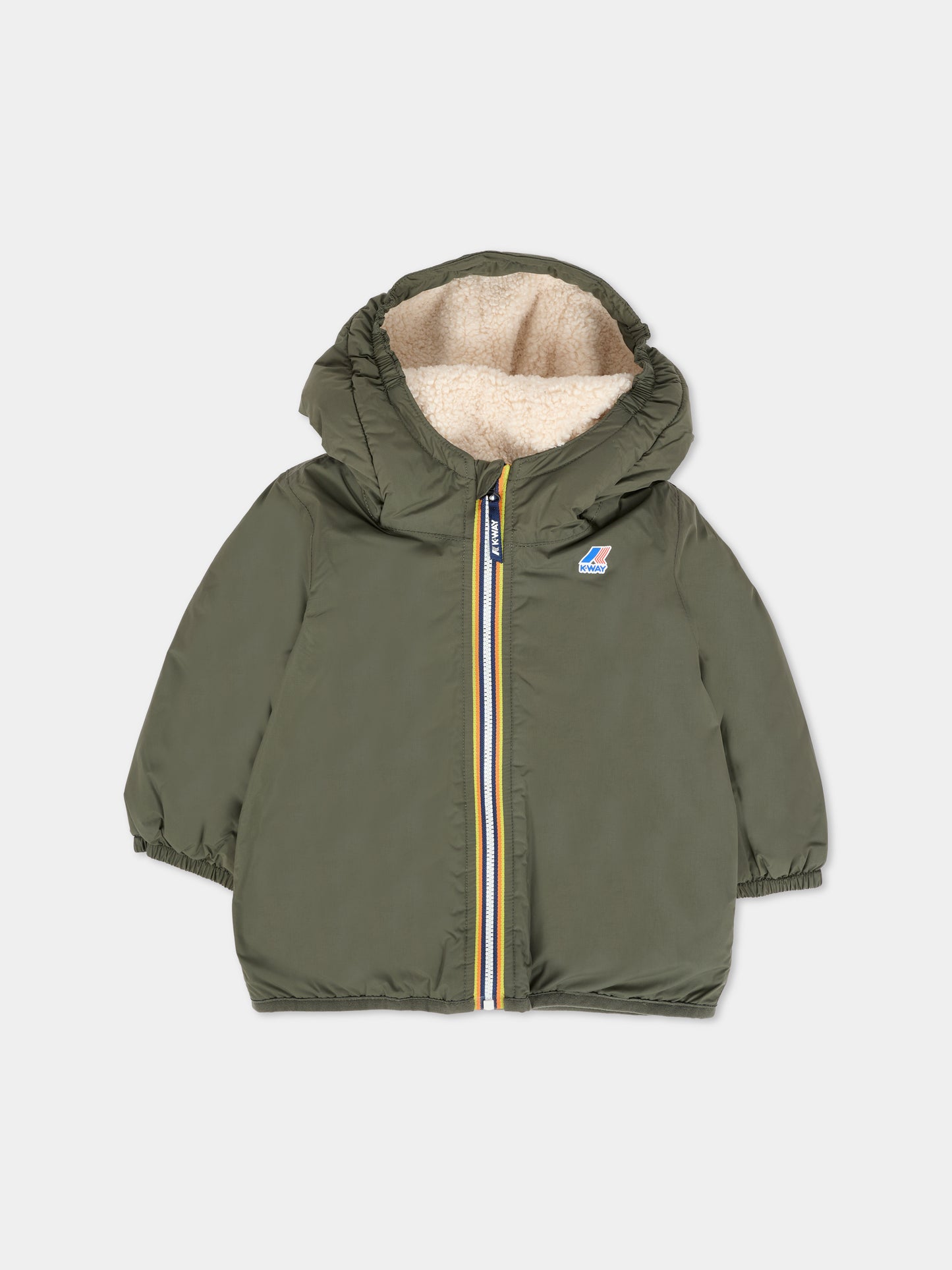 Giubbotto verde Claudine Orsetto per neonato con logo,K-way,K7142RW WMR