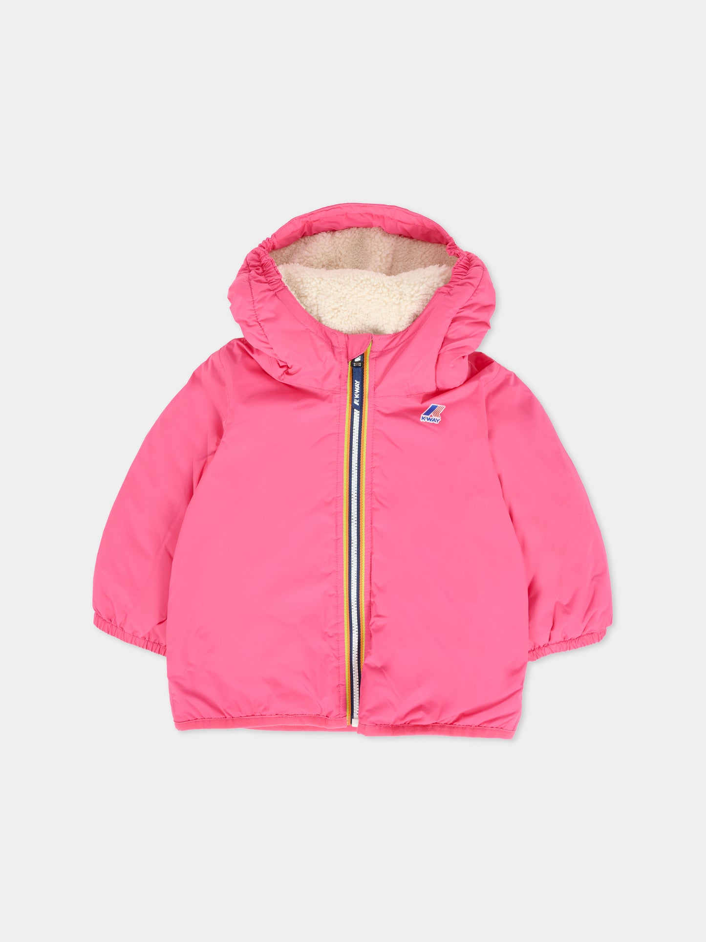 Giubbotto fucsia Claudine Orsetto per neonata con logo,K-way,K7142RW Z11