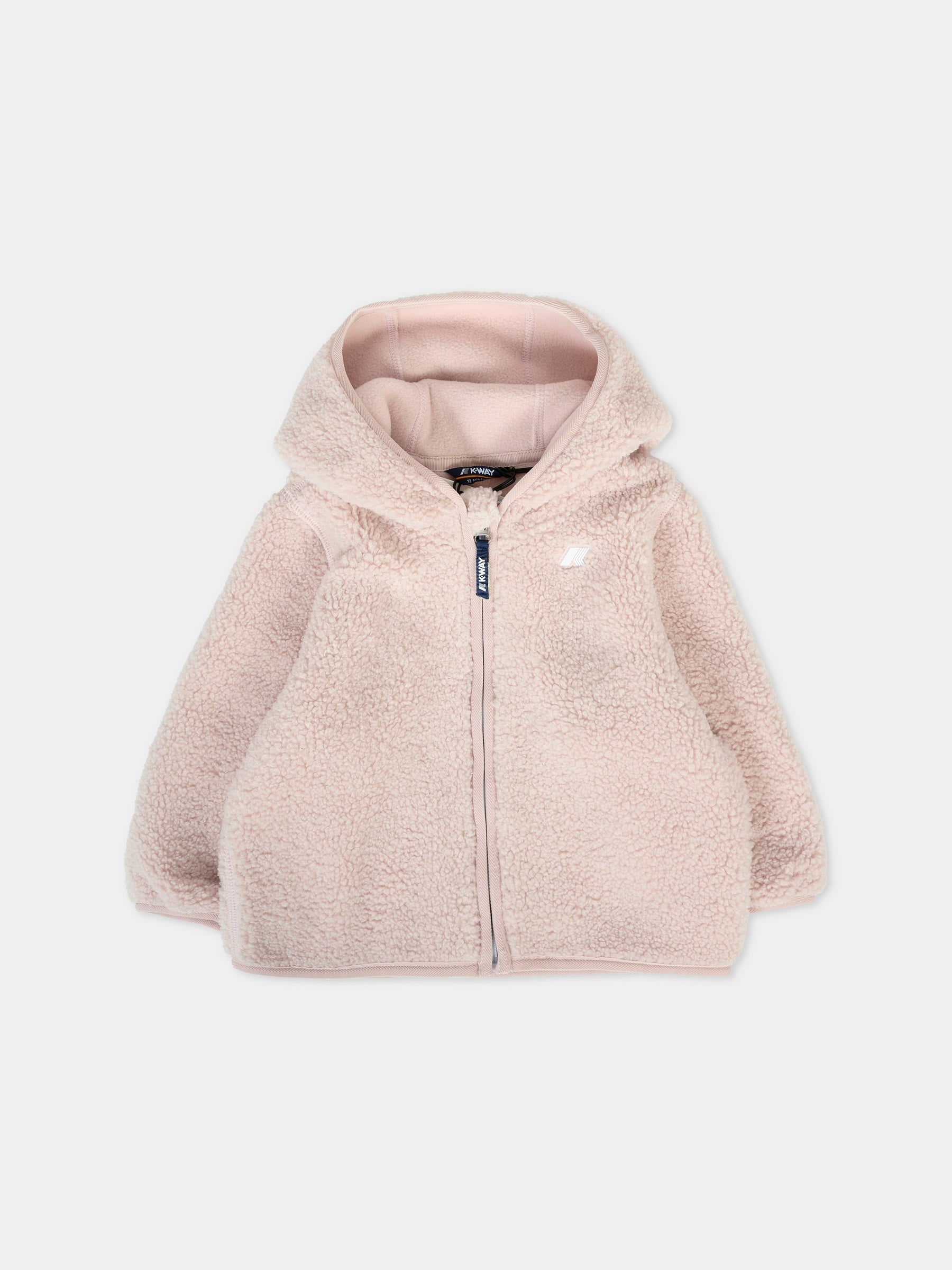 Ecopelliccia Janne rosa per neonata con logo,K-way,K41478W B3H
