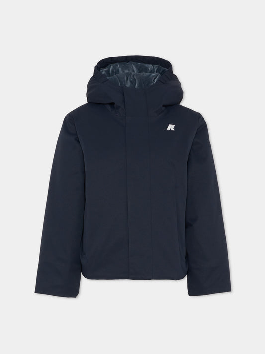 Giubbotto Jacko Twill Marmotta blu per bambino con logo,K-way,K1128FW AL9