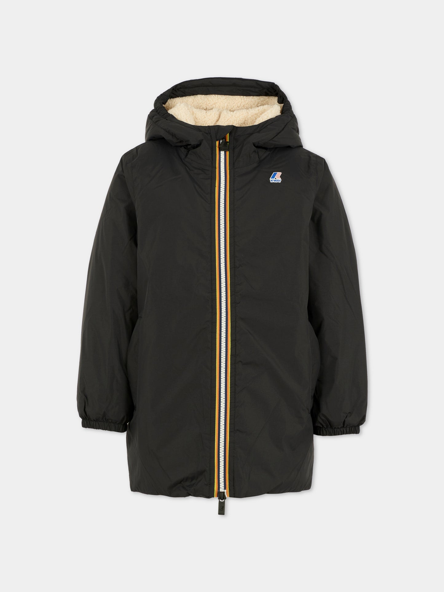 Giubbotto nero Eiffel Orsetto per bambini con logo,K-way,K7142UW USY