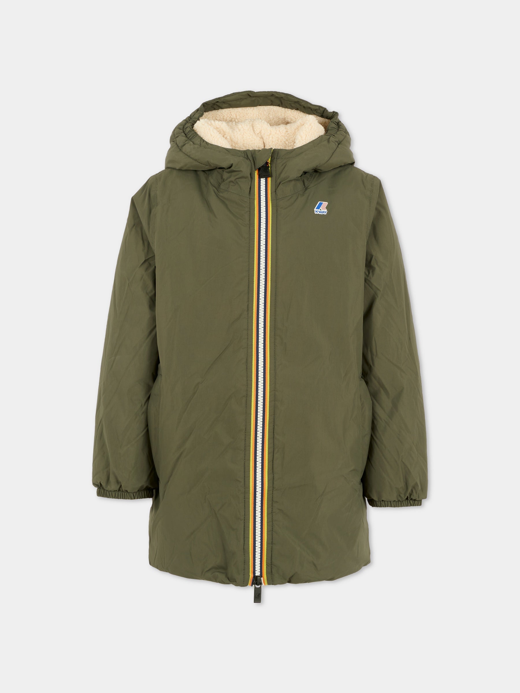 Giubbotto verde Eiffel Orsetto per bambini con logo,K-way,K7142UW WMR