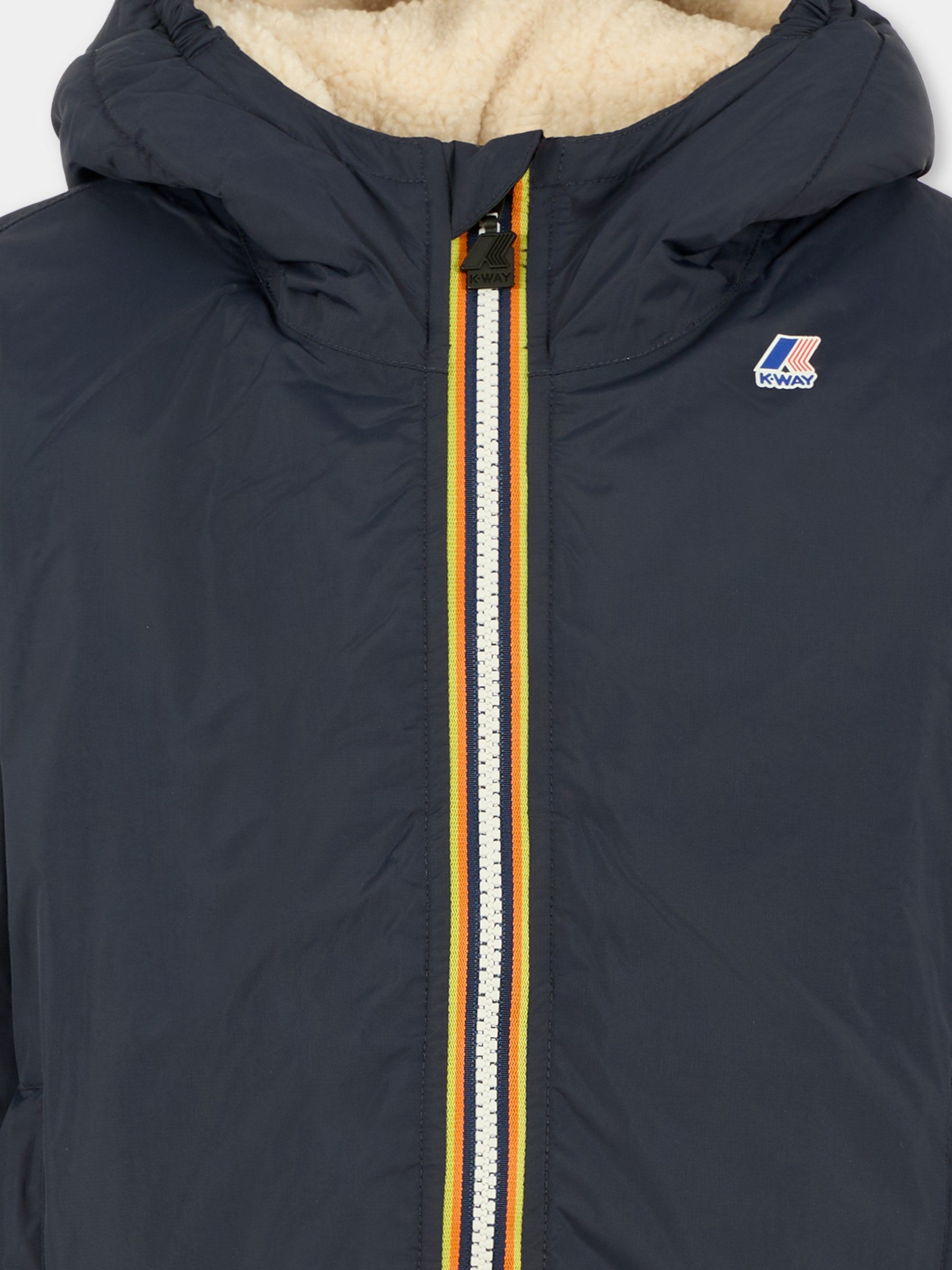 Giubbotto blu Claudine Orsetto per bambino con logo,K-way,K7142TW K89