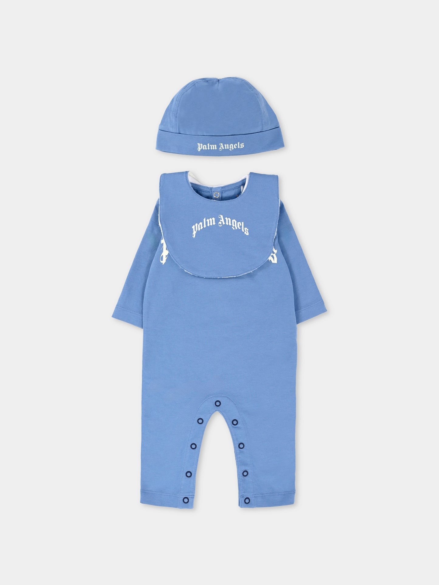 Set tutine celeste per neonato con logo,Palm Angels,PB2X01BF25JER0014203