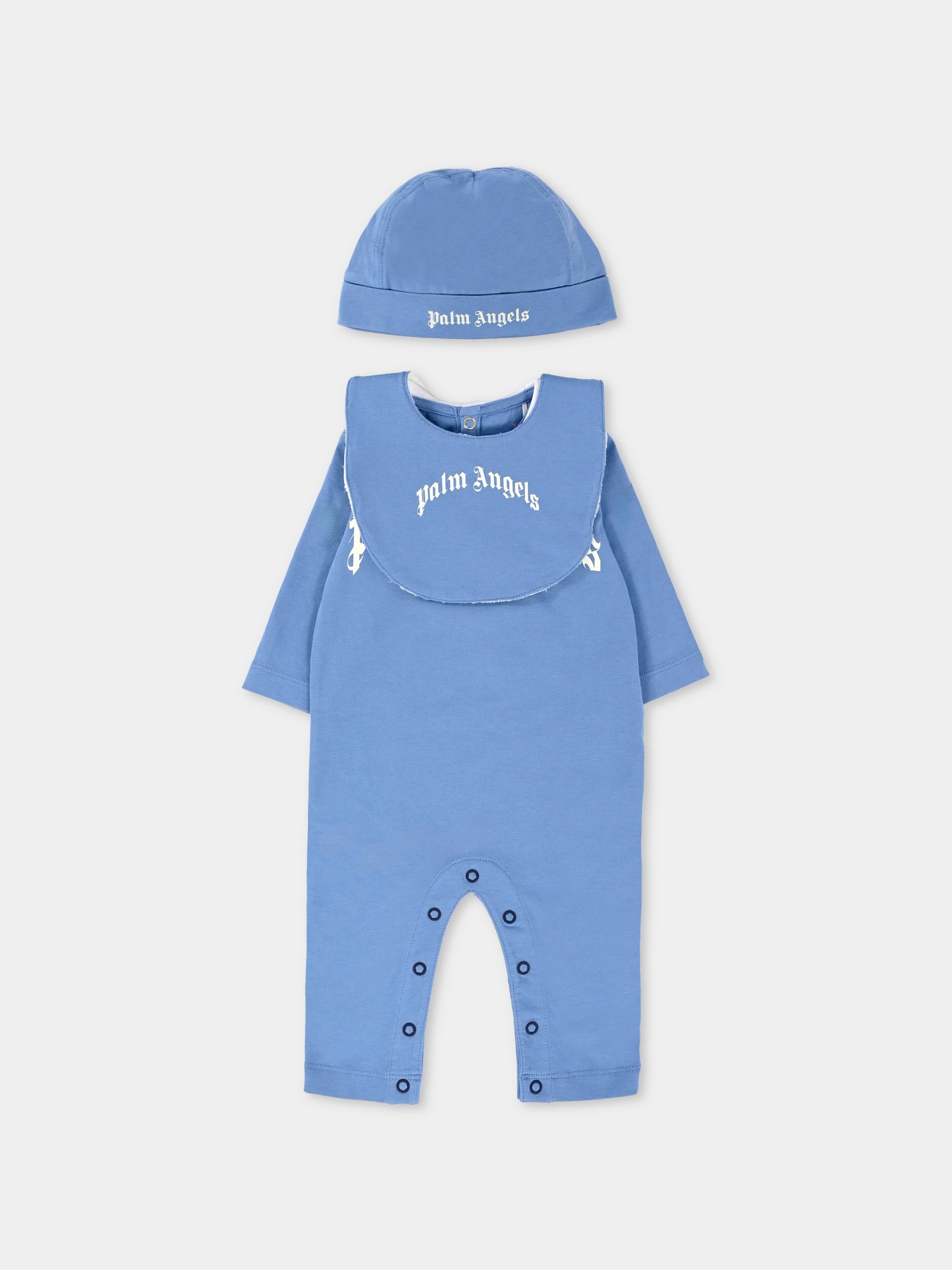 Set tutine celeste per neonato con logo,Palm Angels,PB2X01BF25JER0014203