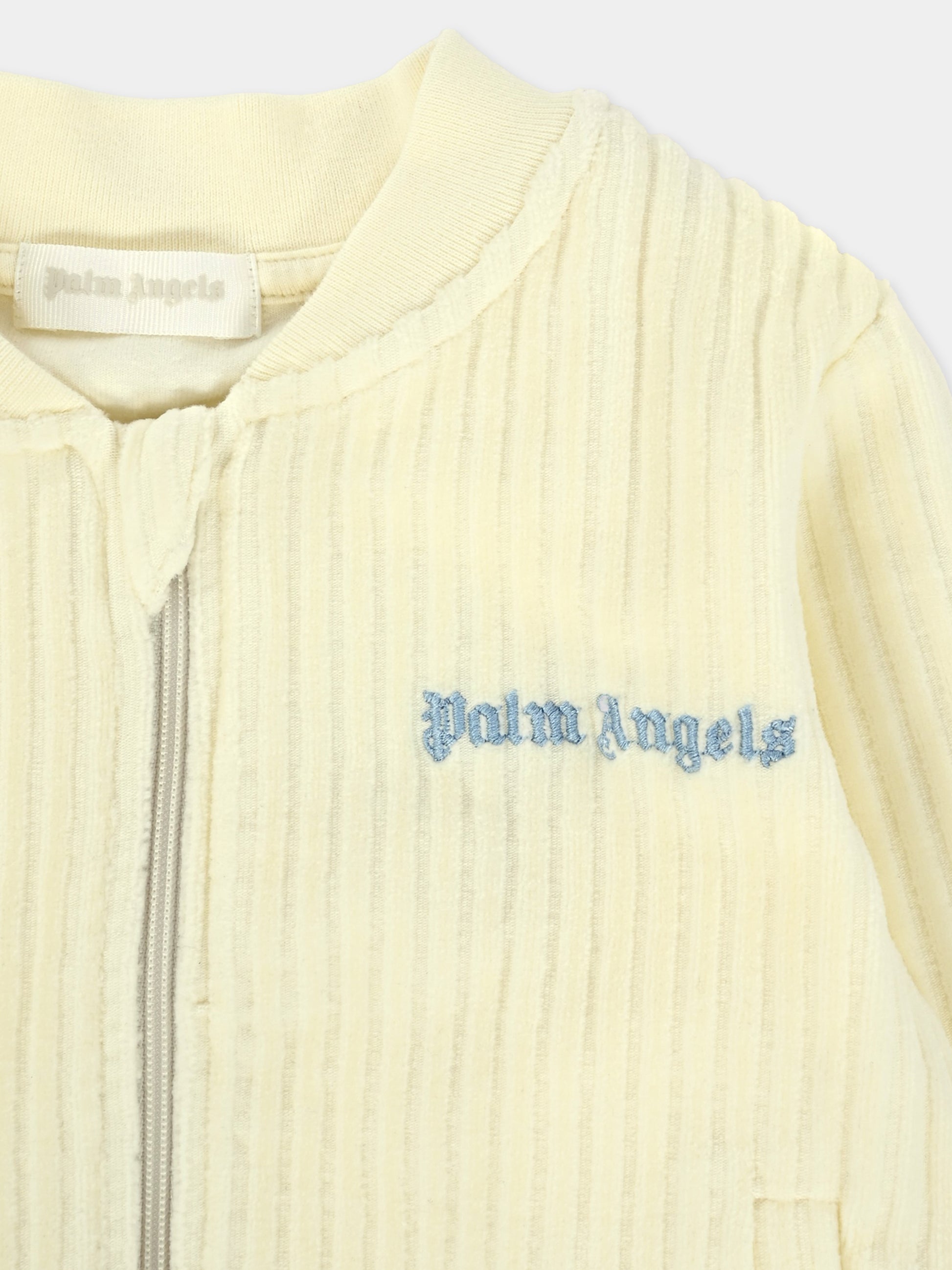 Felpa avorio per neonato con logo,Palm Angels,PB3X002F25FLE0010340