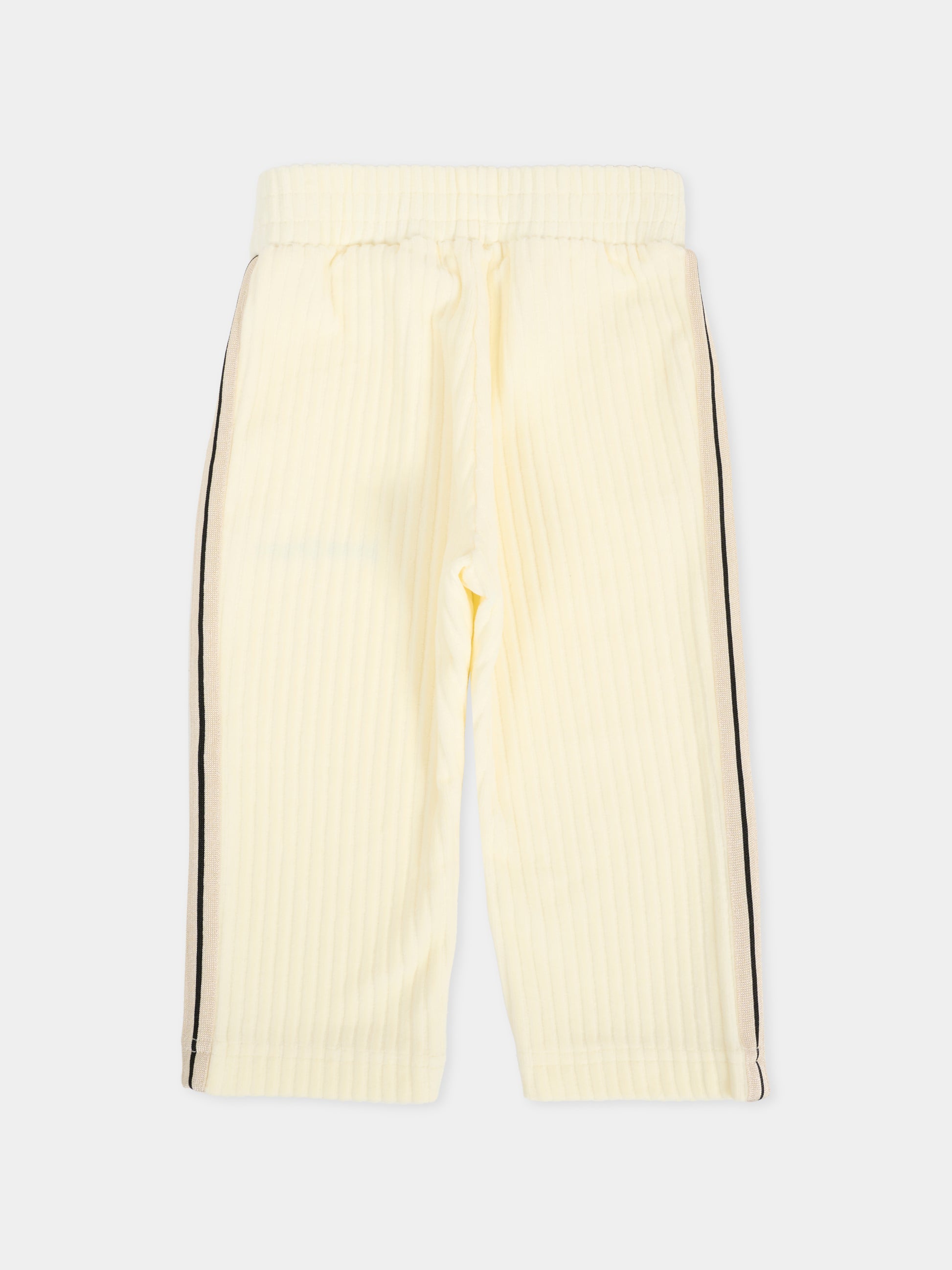 Pantaloni avorio per neonato con logo,Palm Angels,PB4X001F25FLE0010340