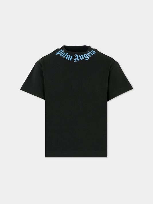 T-shirt nera per bambino con logo,Palm Angels,PBAA003F25JER0021040
