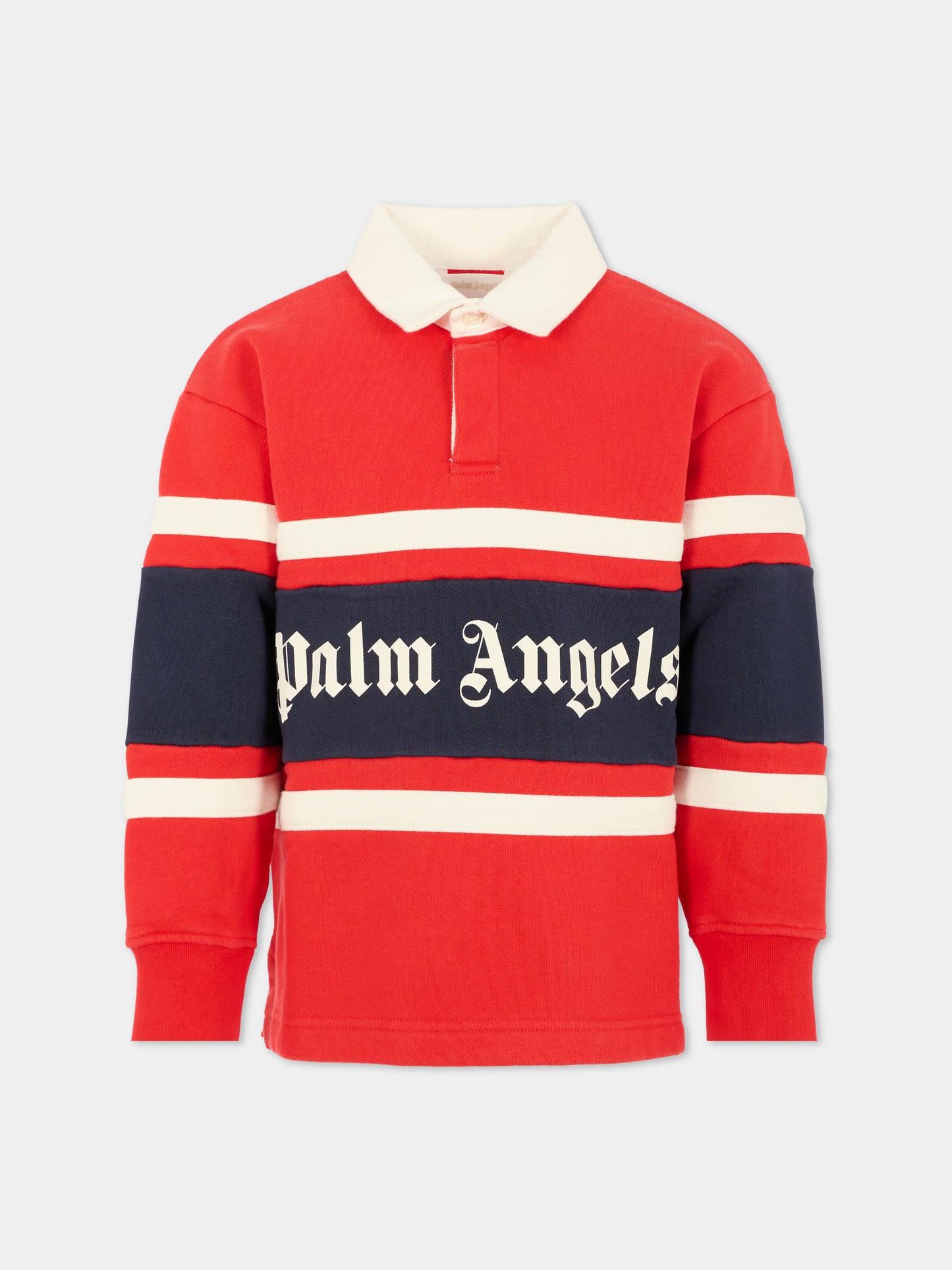 Polo rossa per bambino con logo,Palm Angels,PBBA015F25FLE0012503