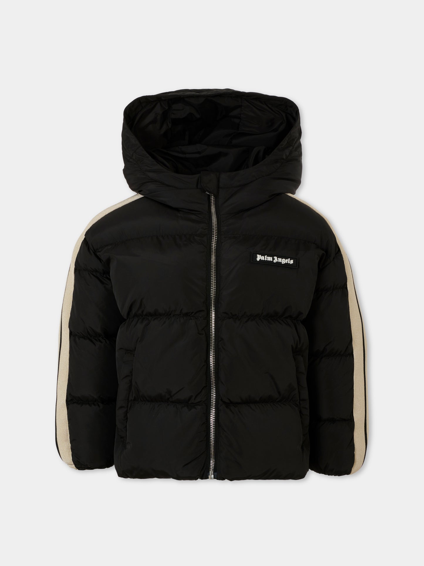 Piumino nero per bambini con logo,Palm Angels,PBEJ001C99FAB0011003