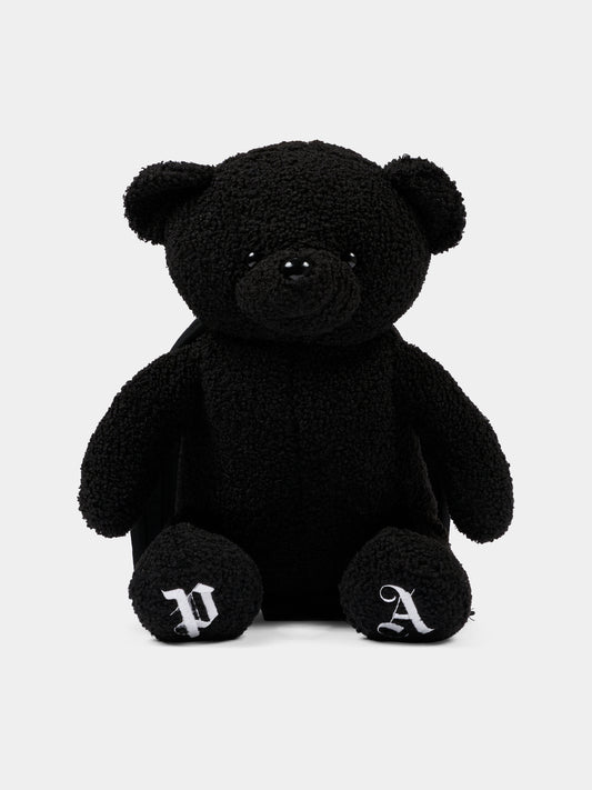 Zaino nero per bambini con orsetto,Palm Angels,PBNB001C99FAB0011003