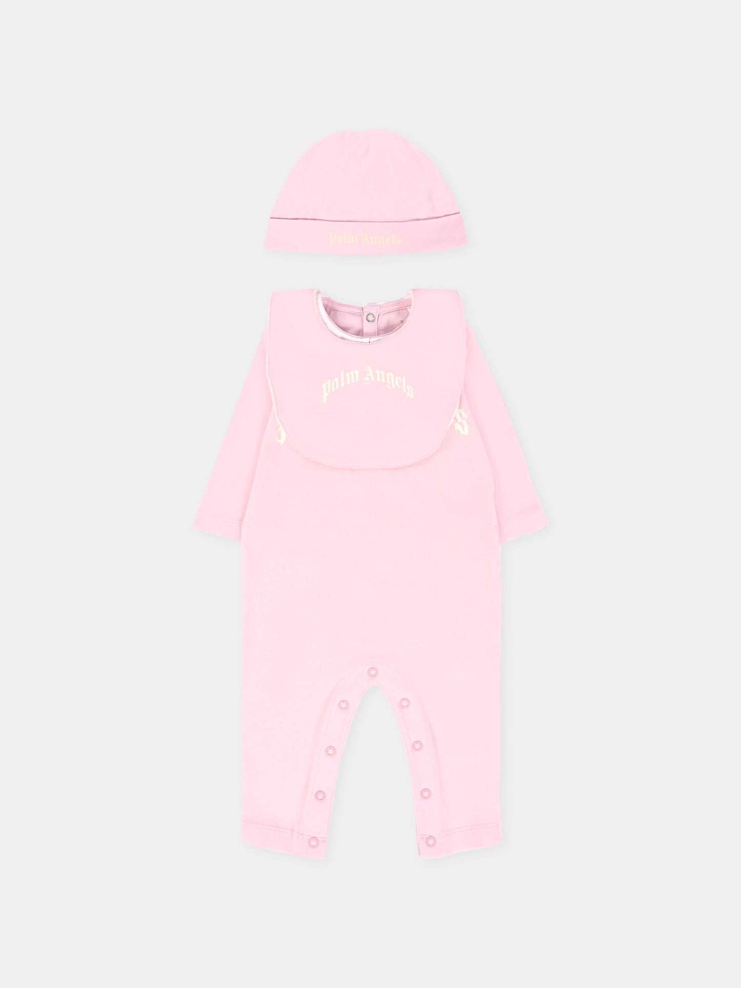 Set tutine rosa per neonata con logo,Palm Angels,PG2X018F25JER0013C03
