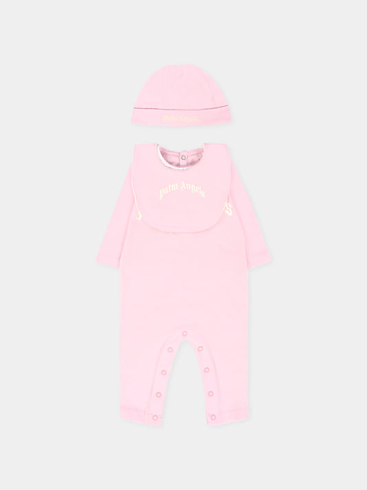 Set tutine rosa per neonata con logo,Palm Angels,PG2X018F25JER0013C03