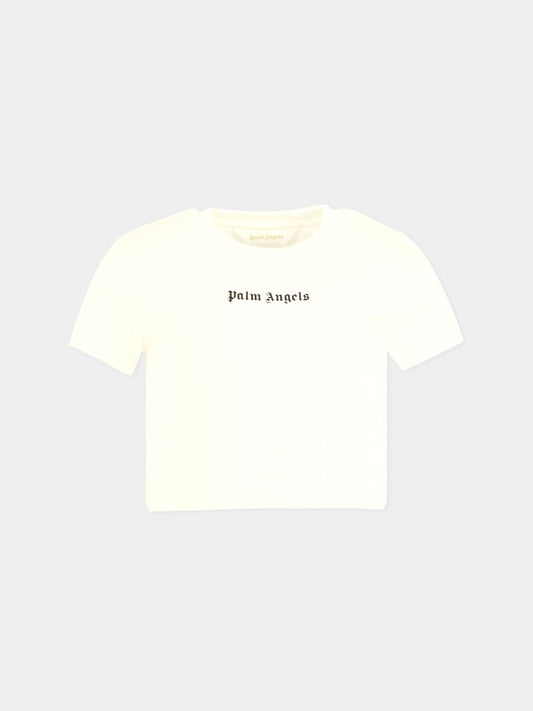 T-shirt bianca per bambina con logo,Palm Angels,PGAA017F25JER0010310