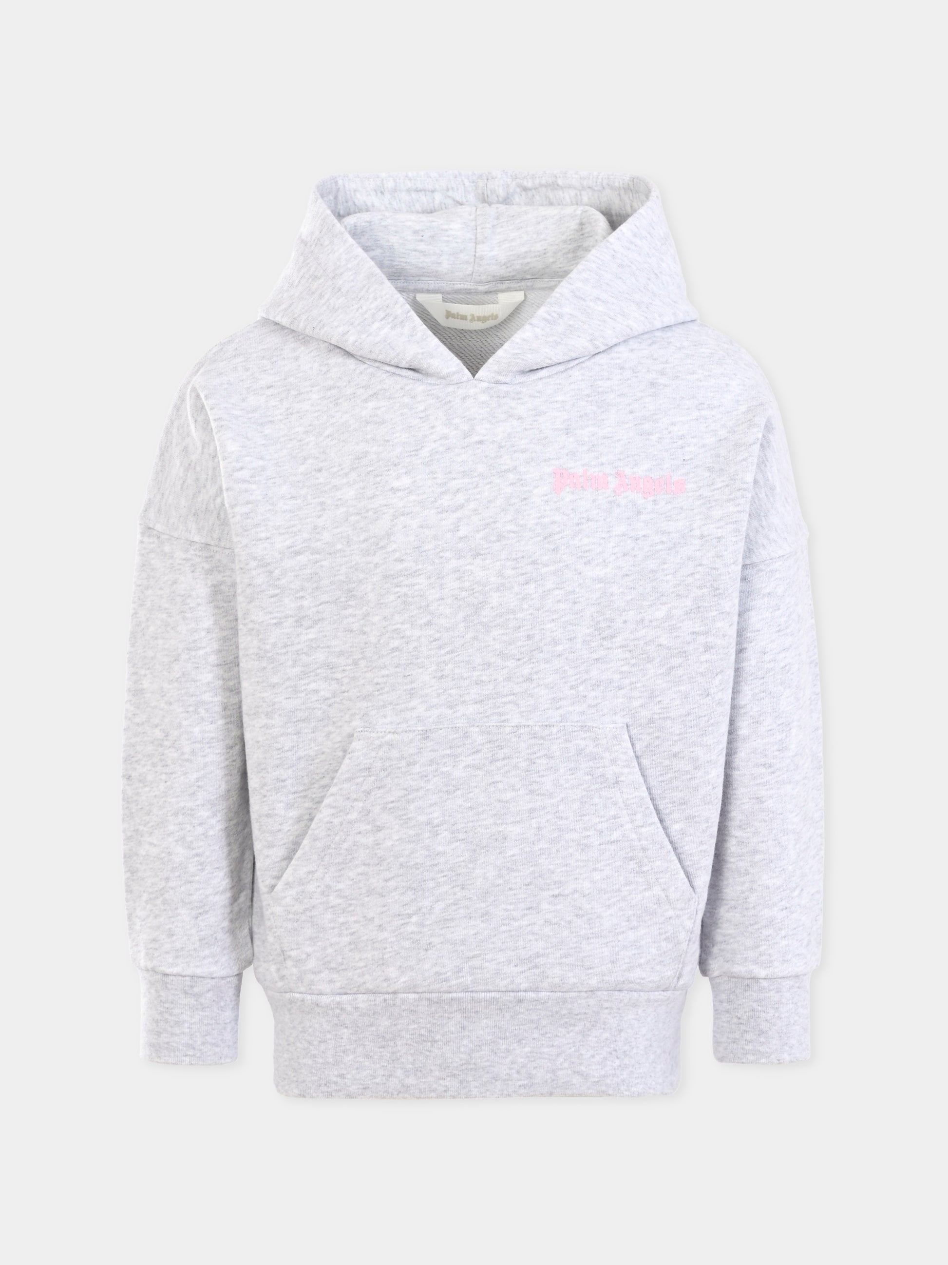 Felpa grigia per bambina con logo,Palm Angels,PGBB014C99FLE002083B