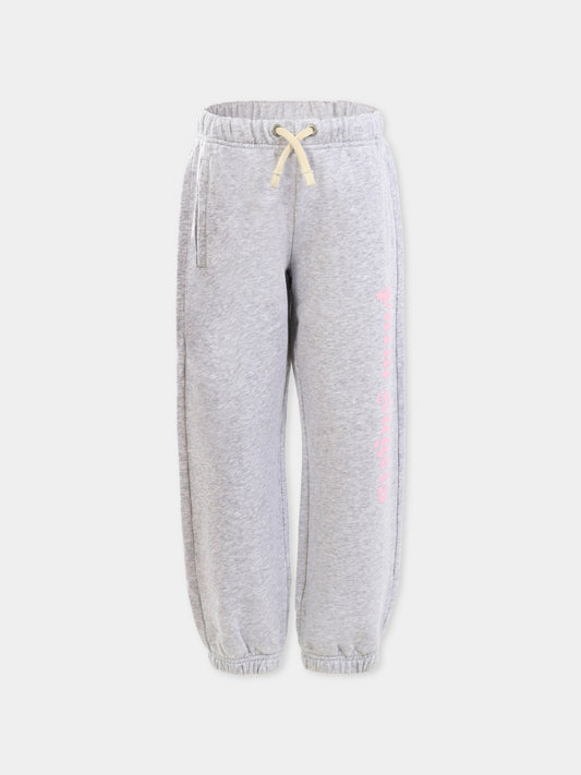 Pantaloni grigi per bambina con logo,Palm Angels,PGCH008C99FLE002083B
