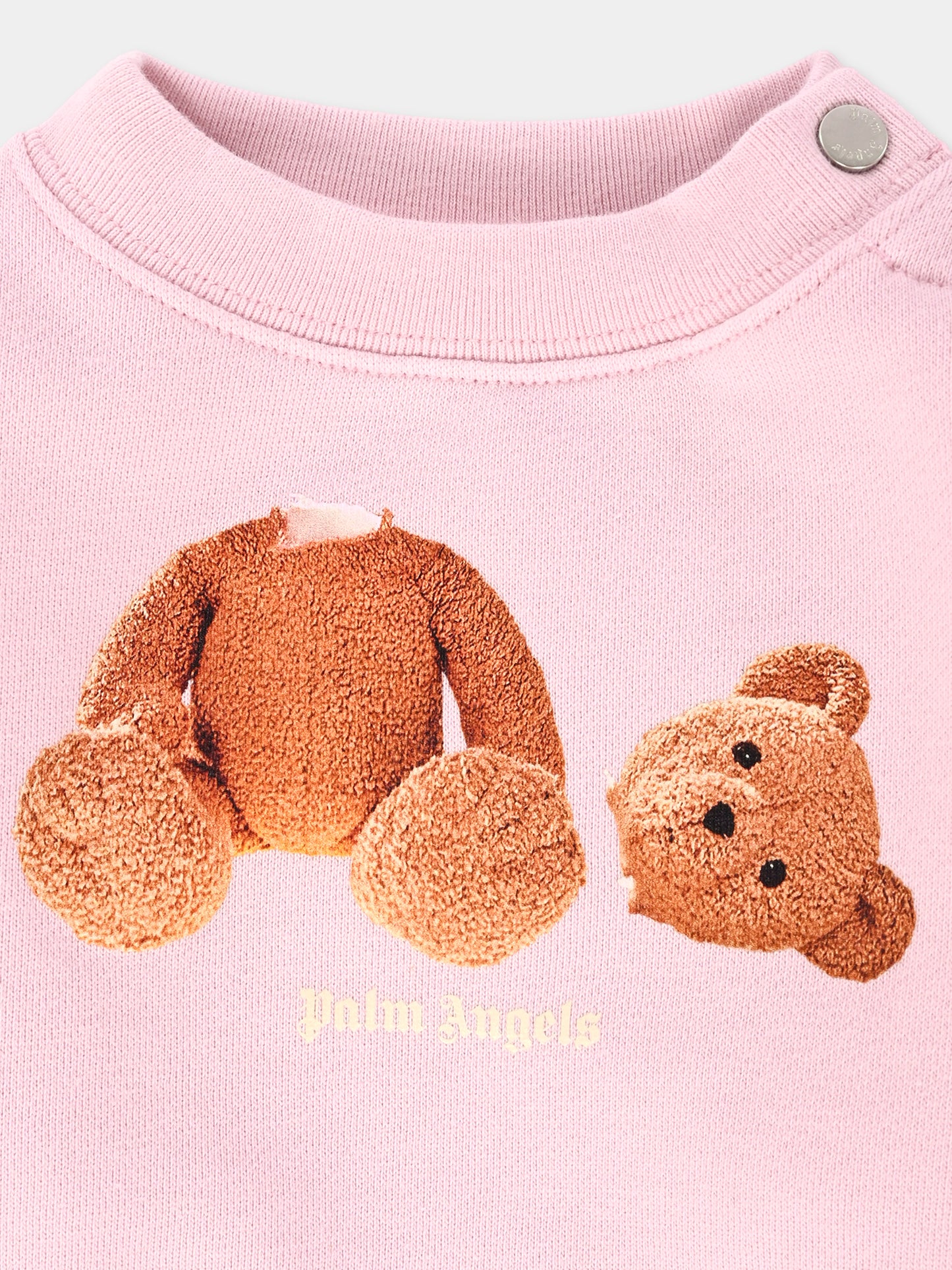 Felpa rosa per neonata con orso,Palm Angels,PGXC001F25FLE0013C60