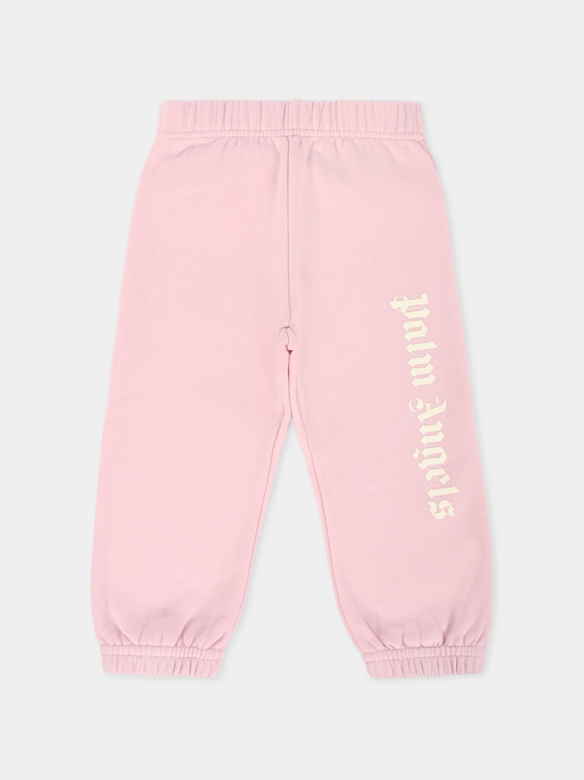 Pantaloni rosa per neonata con logo,Palm Angels,PGXD002F25FLE0013C03