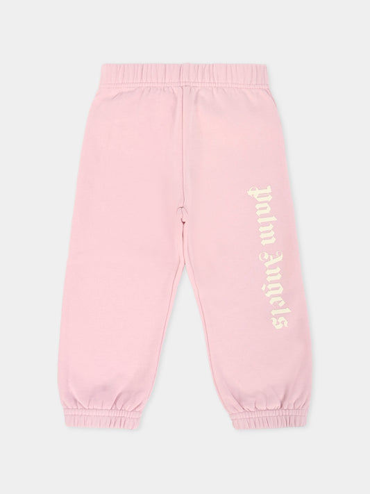 Pantaloni rosa per neonata con logo,Palm Angels,PGXD002F25FLE0013C03