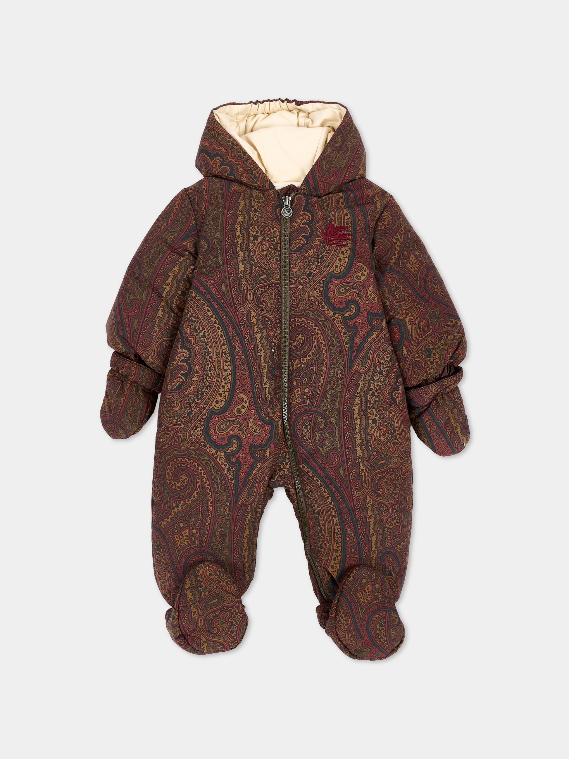 Piumino marrone per neonati con stampa paisley,Etro,GX2520 N0378 320MC