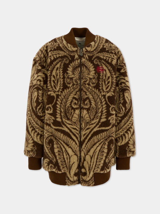 Bomber marrone per bambini con Pegaso,Etro,GX2P57 U0219 322BG