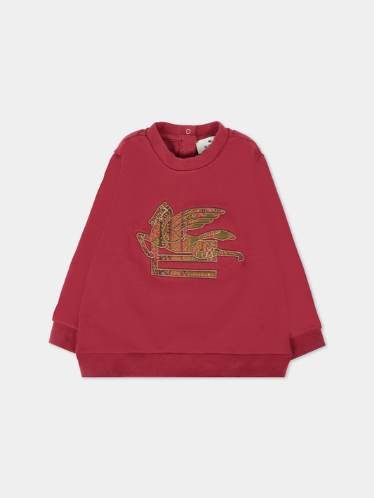 Felpa bordeaux per neonati con logo e Pegaso,Etro,GX4510 Z3333 416