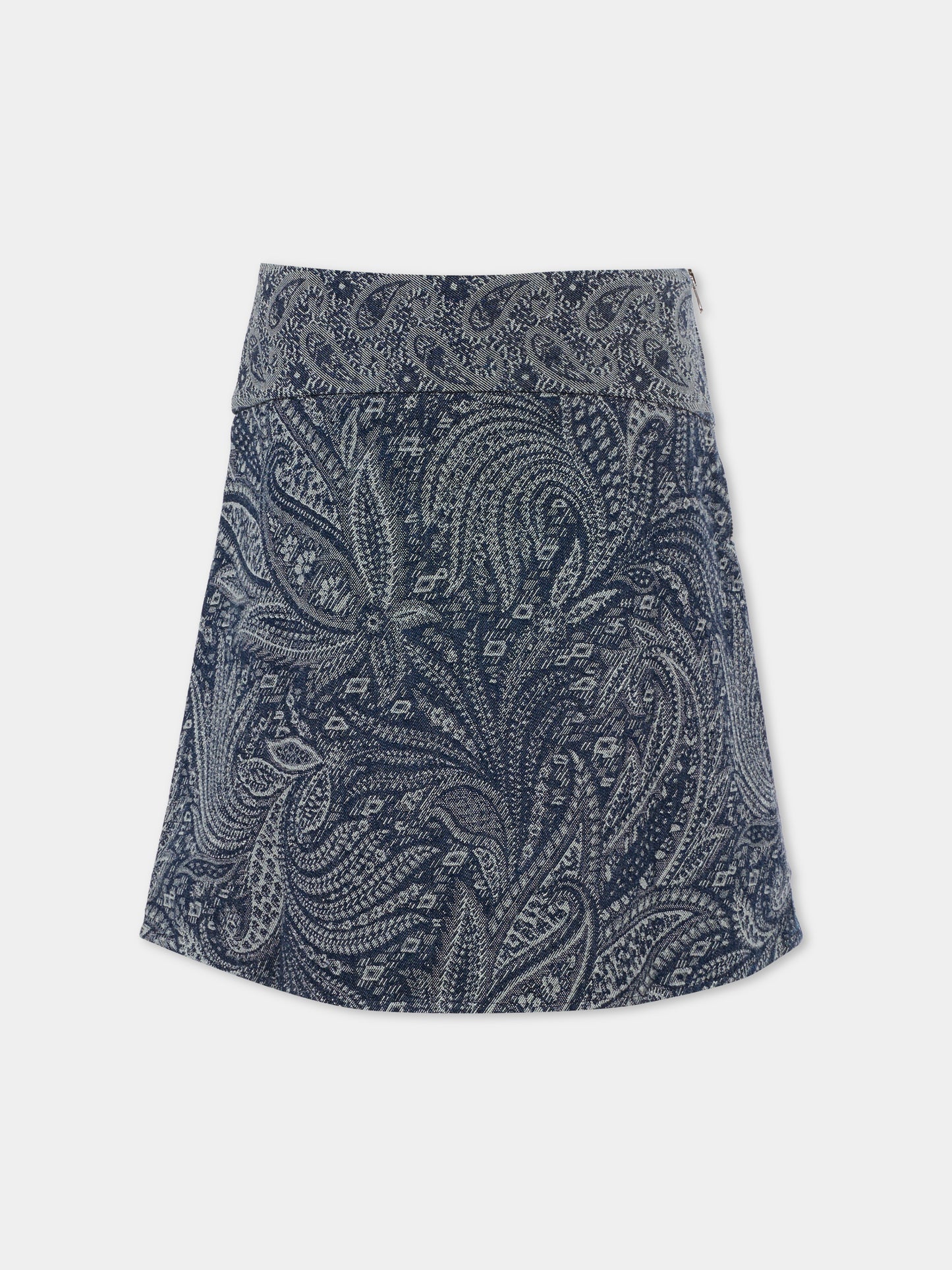 Gonna denim per bambina con stampa paisley,Etro,GX7A00 D0122 620BC