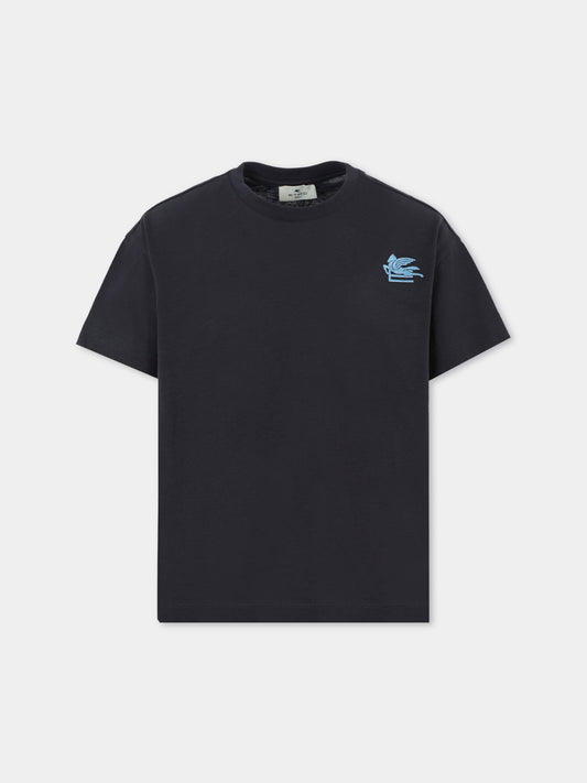 T-shirt blu per bambino con Pegaso,Etro,GX8Q11 Z3186 621