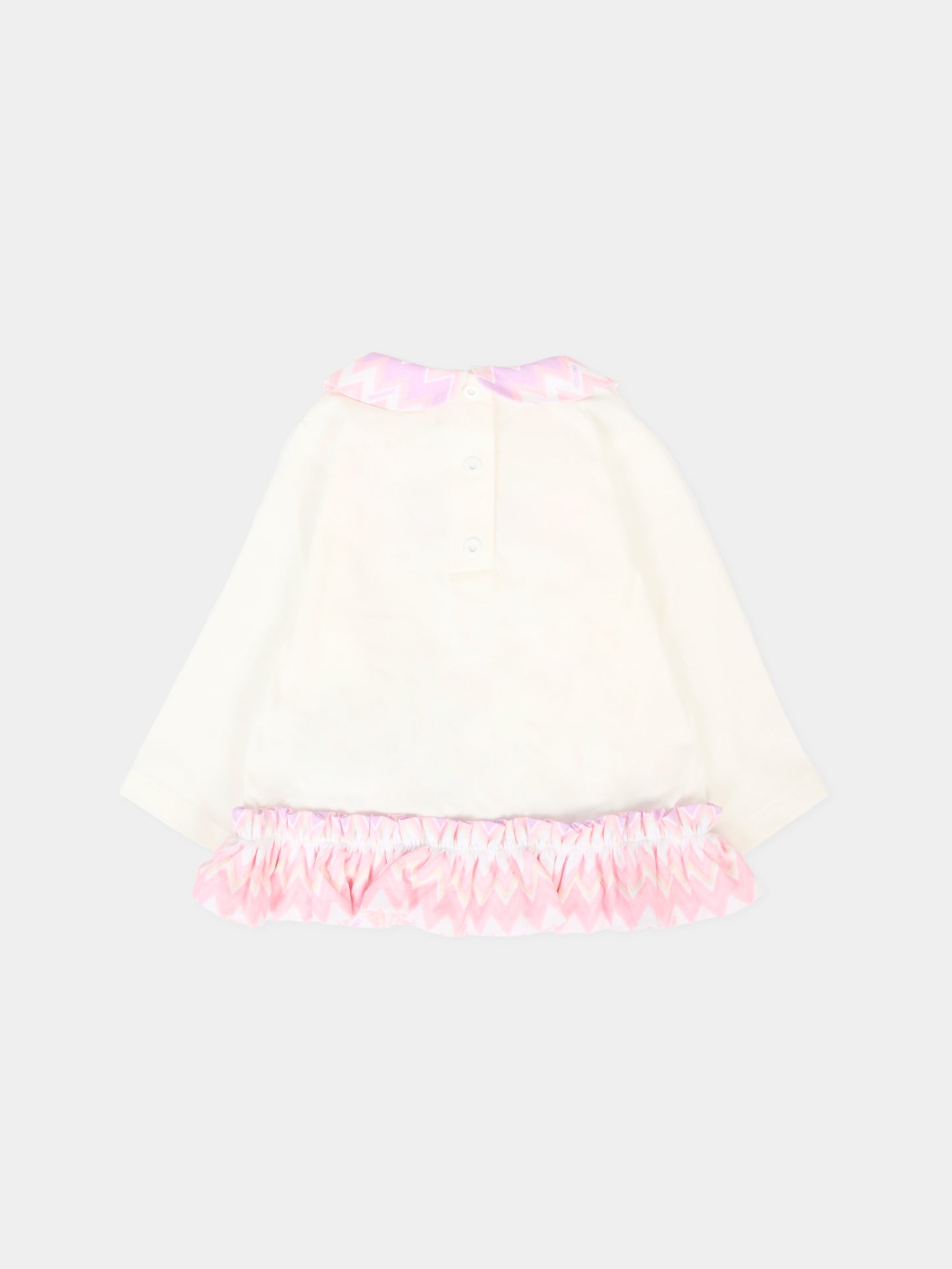 T-shirt avorio per neonata con logo,Missoni,MX8030-J0177 101RS