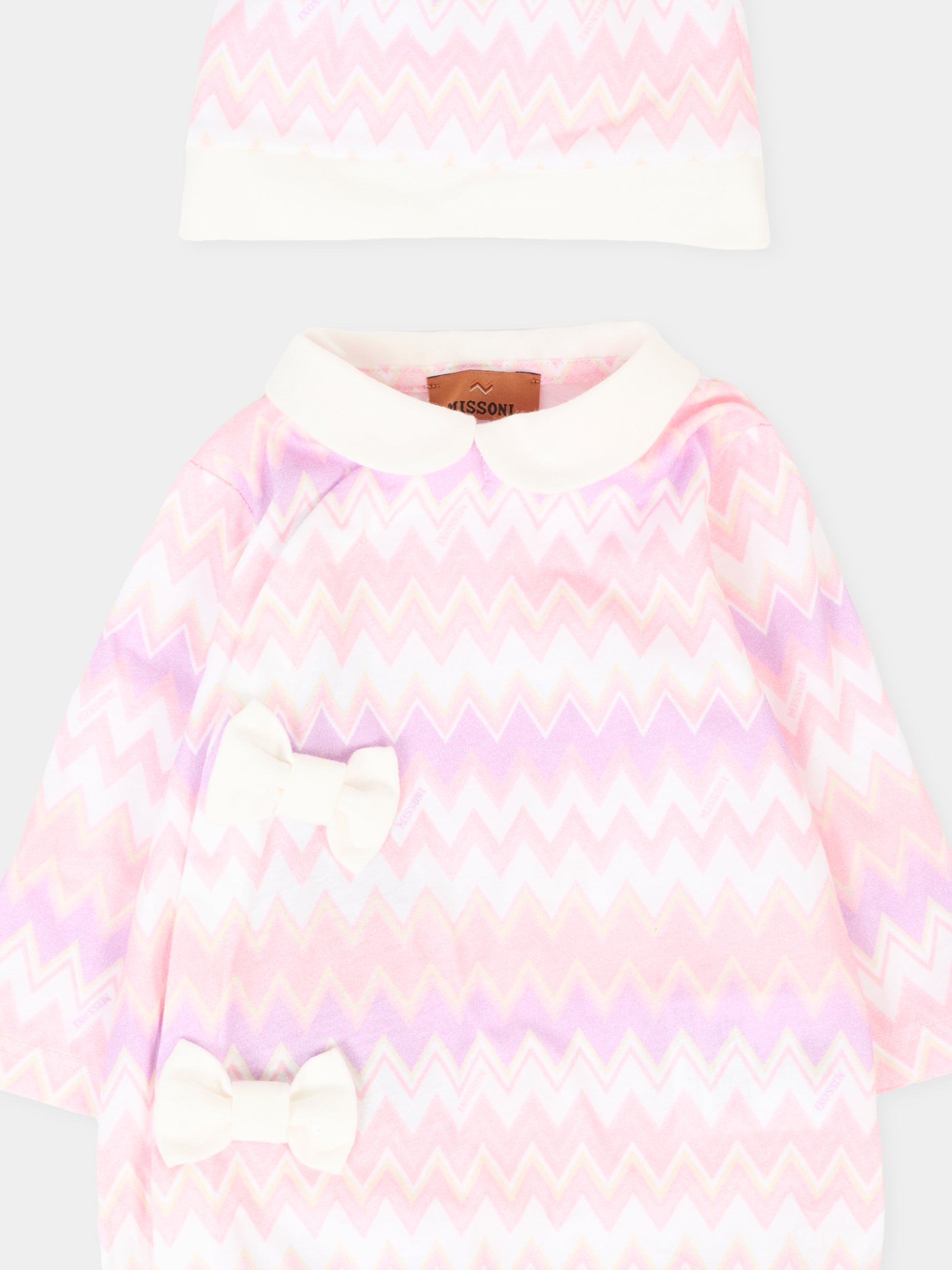 Set tutina rosa per neonata con motivo chevron,Missoni,MXB020-J0518 100RS