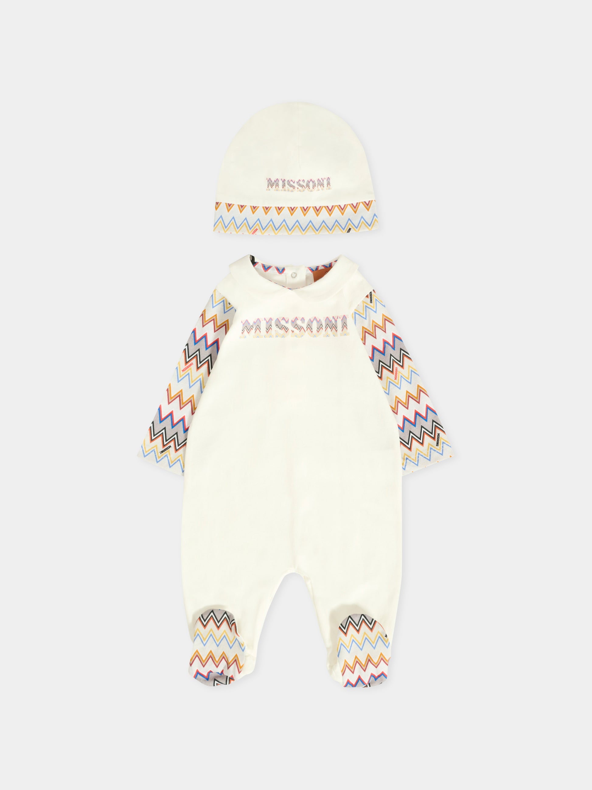 Set tutine avorio per neonato con motivo chevron,Missoni,MXB500-Z3186 101MC